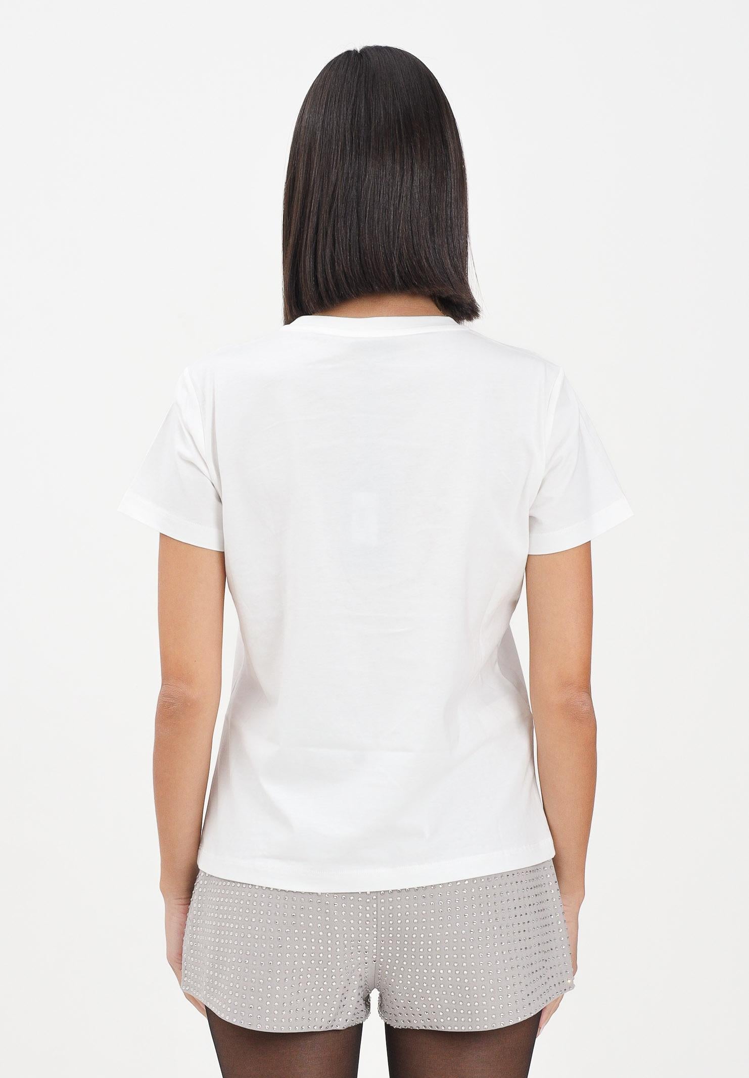 PINKO T-shirt a manica corta bianca da donna con logo Love Birds 100535A2RN Z05 PINKO