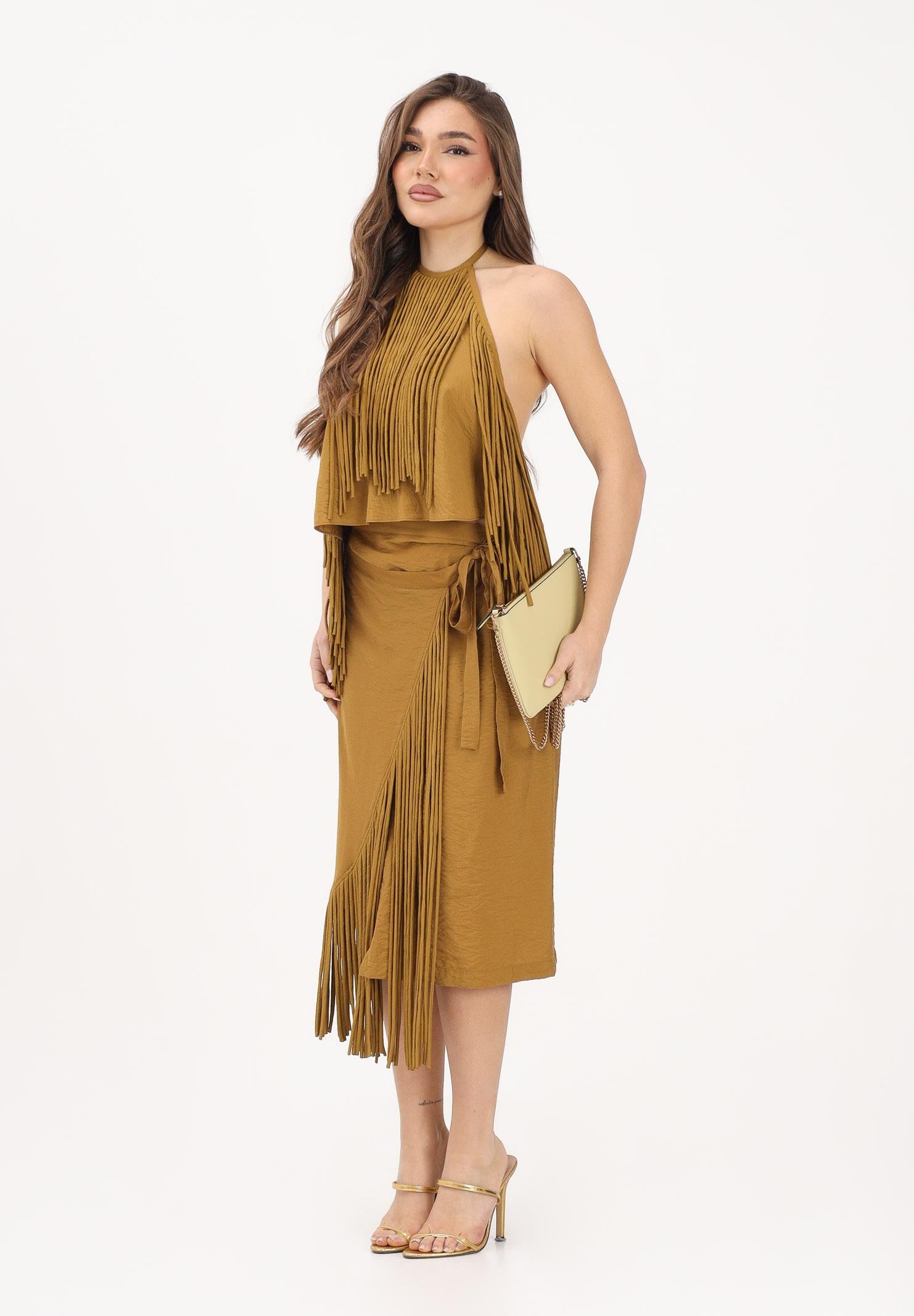 PINKO Gonna midi kiwi da donna con frange 106887A3AY L25 PINKO