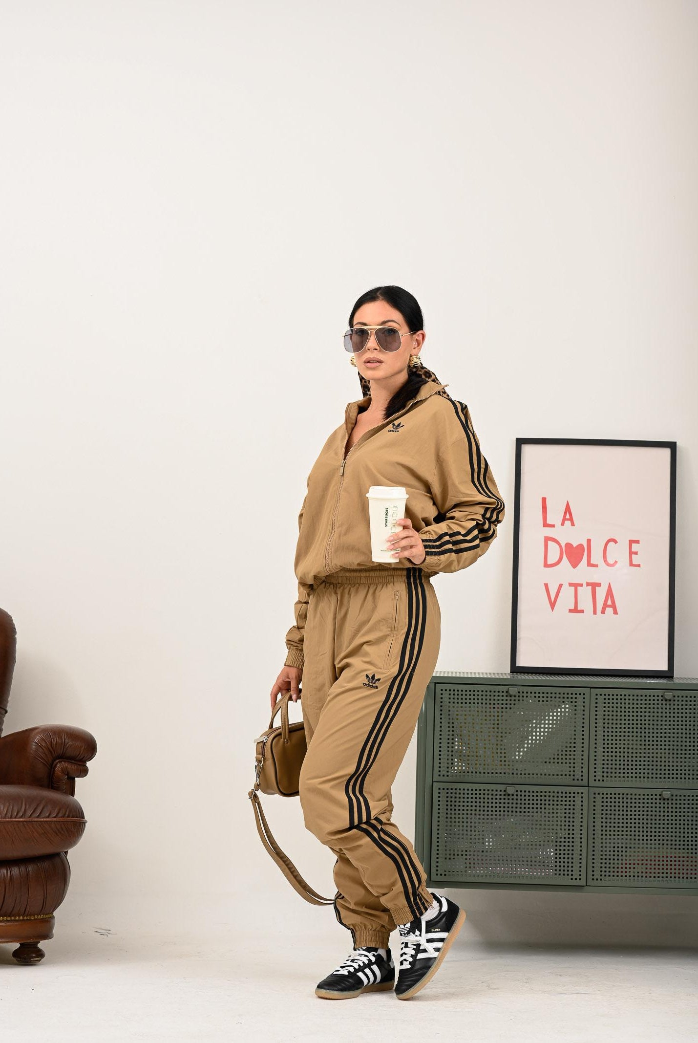 ADIDAS ORIGINALS Giacca a vento Adicolor Woven Firebird beige da uomo JY1333 . ADIDAS ORIGINALS