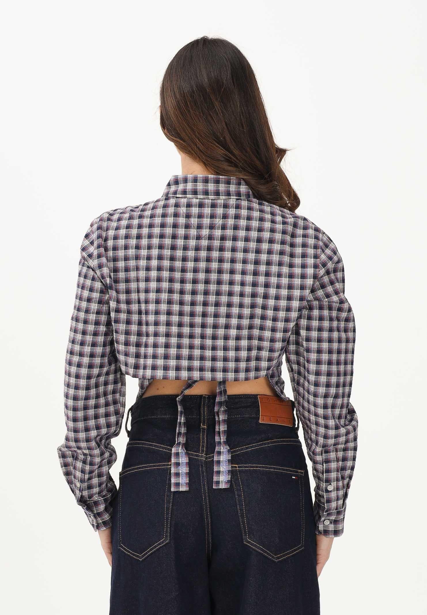 TOMMY JEANS Camicia a manica lunga blu da donna con motivo a quadri DW0DW22064 0MT TOMMY JEANS
