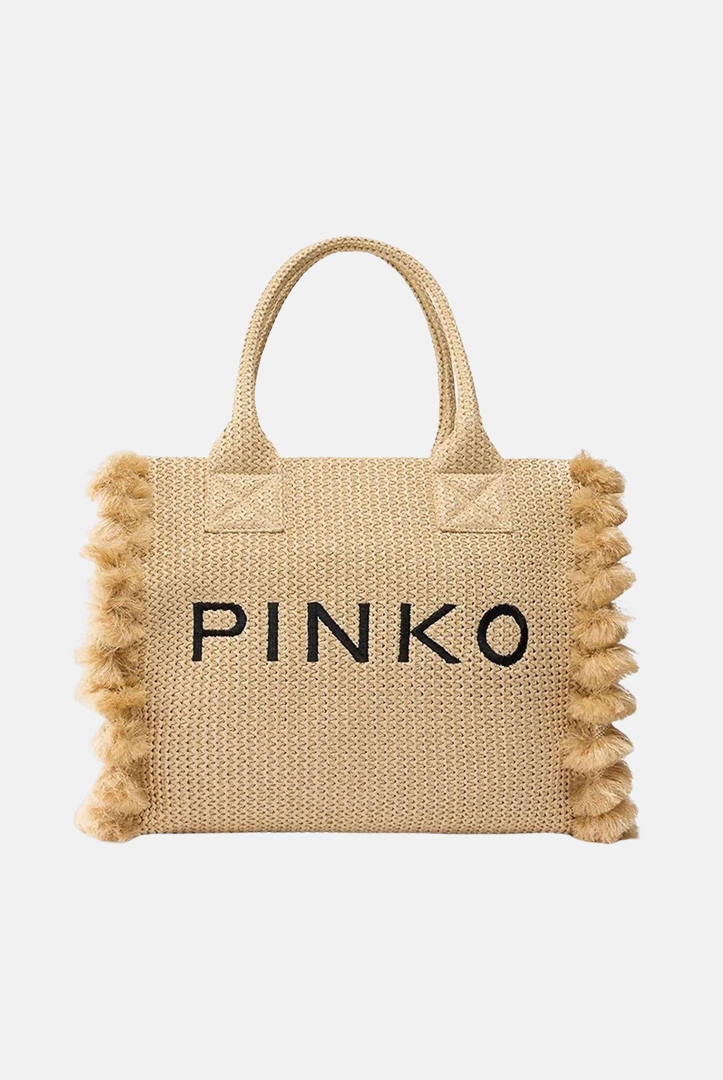 PINKO Borsa a mano in rafia beige da donna con logo 106673A39Y HZ3Q PINKO