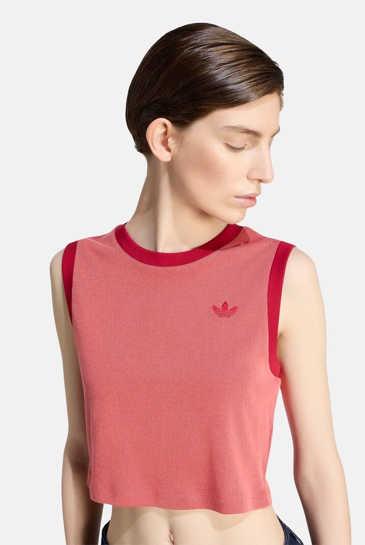 ADIDAS ORIGINALS Top cropped Heather Tank Team Victory Red Preloved Scarlet rosso da donna KS9954 . ADIDAS ORIGINALS