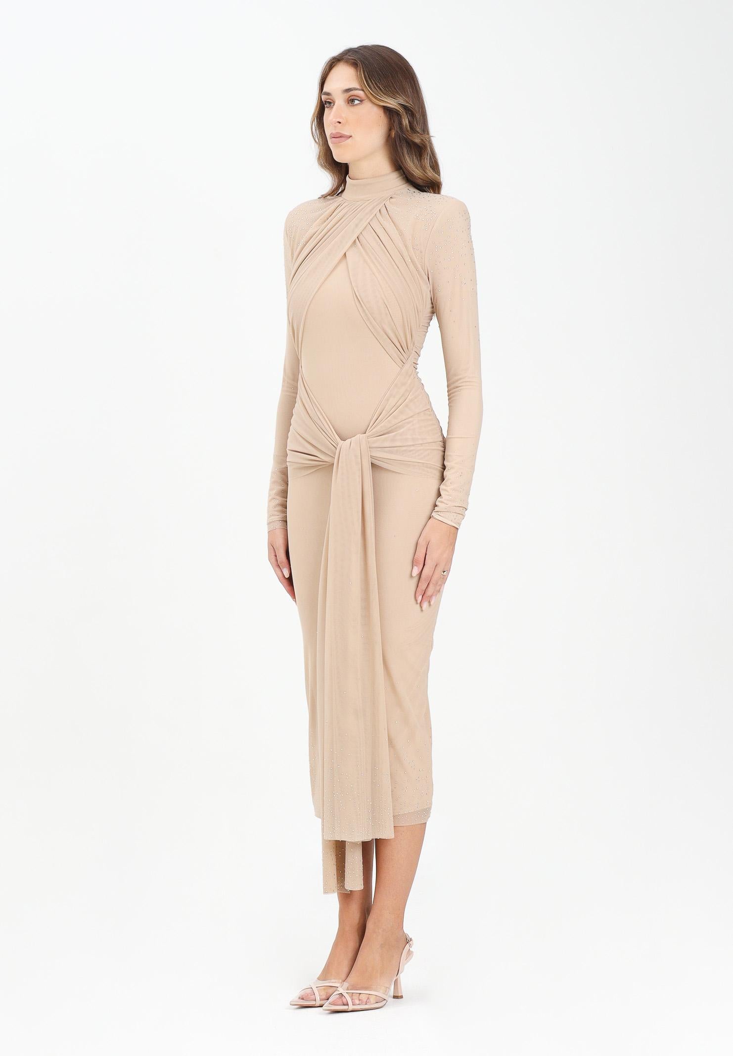 ALMA SANCHEZ Abito midi Acaico nude da donna con applicazioni di micro strass AS2526100RT 063 ALMA SANCHEZ