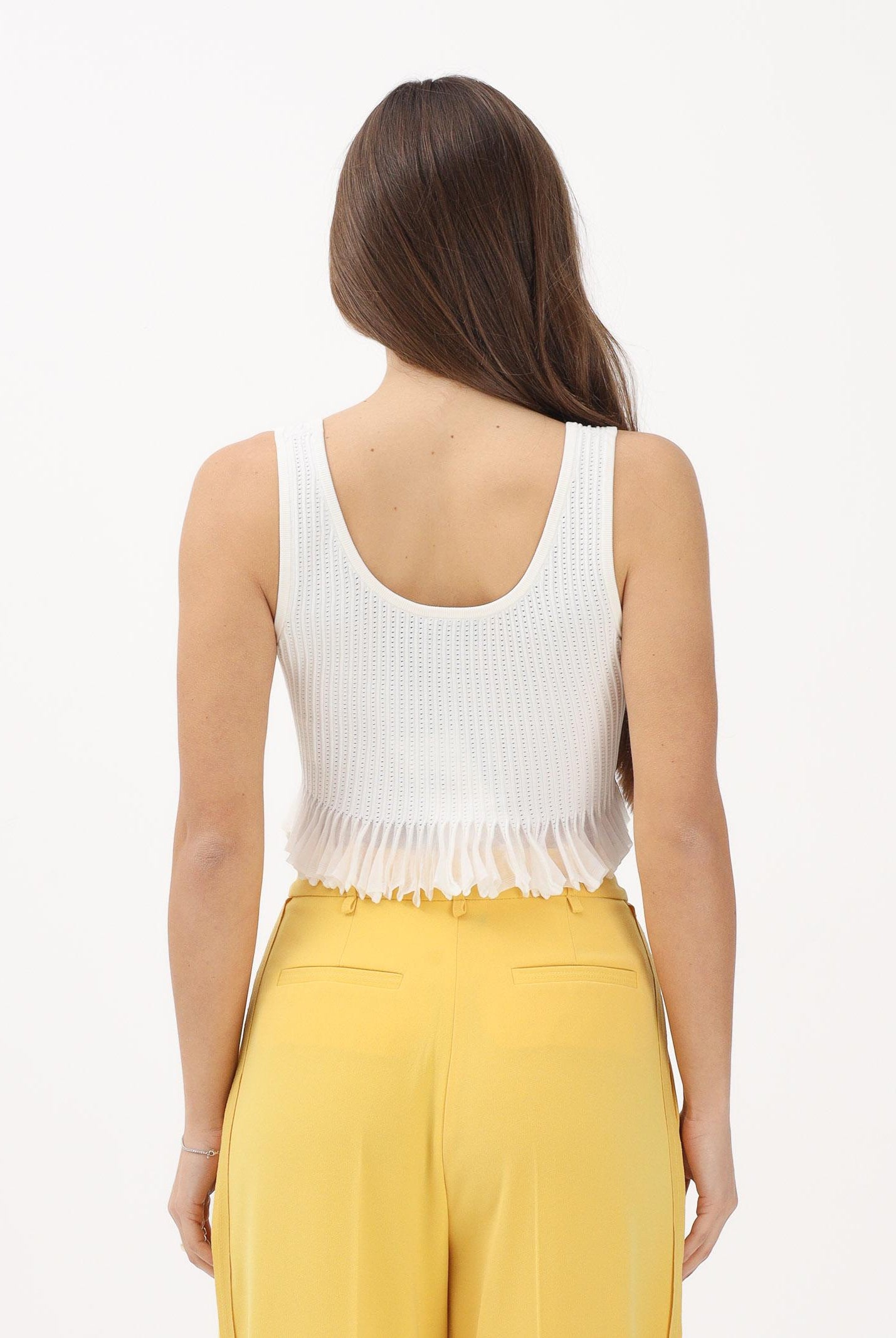 ELISABETTA FRANCHI Canotta avorio da donna in maglia à jour TK74B61E2 360 ELISABETTA FRANCHI