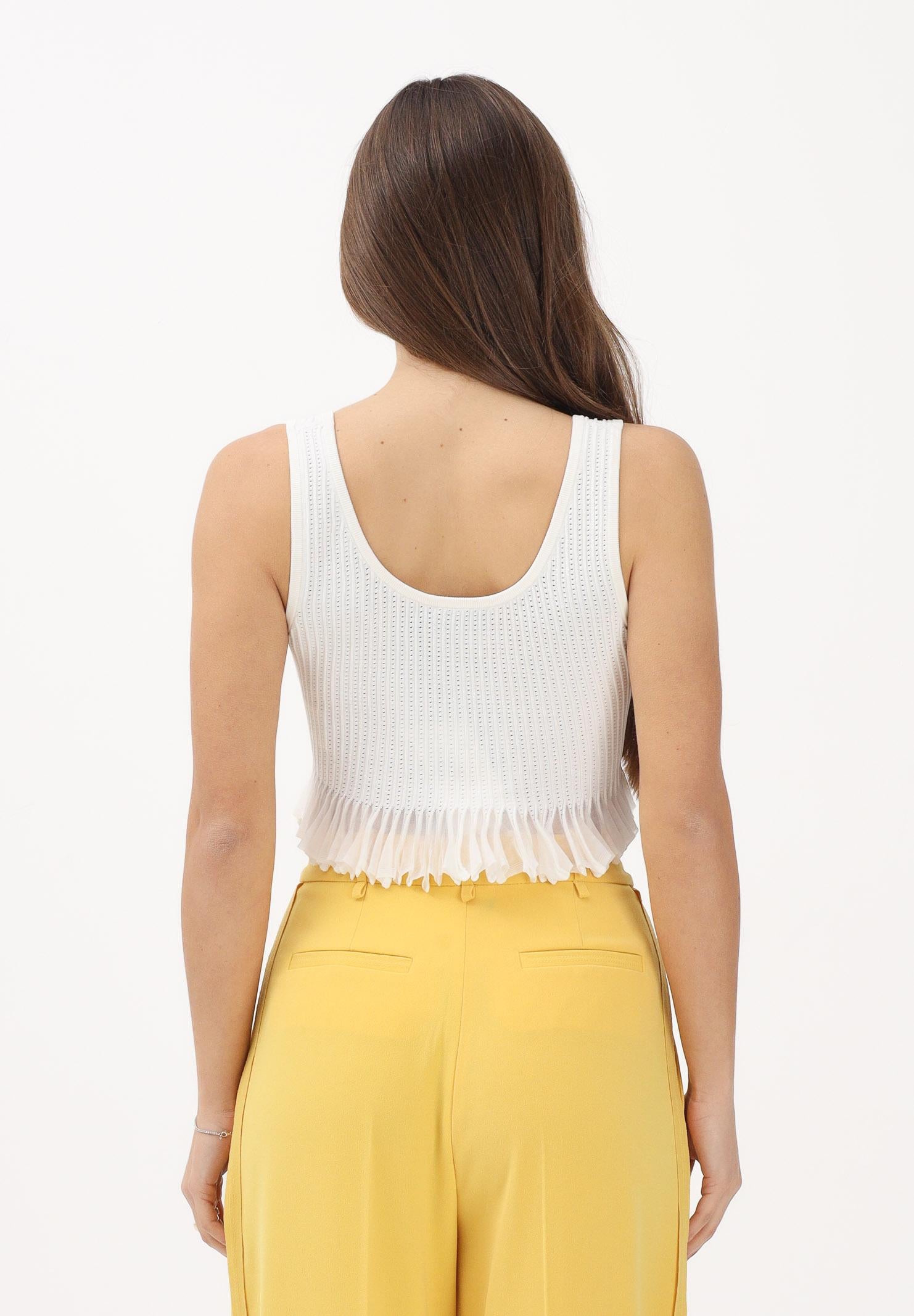 ELISABETTA FRANCHI Canotta avorio da donna in maglia à jour TK74B61E2 360 ELISABETTA FRANCHI