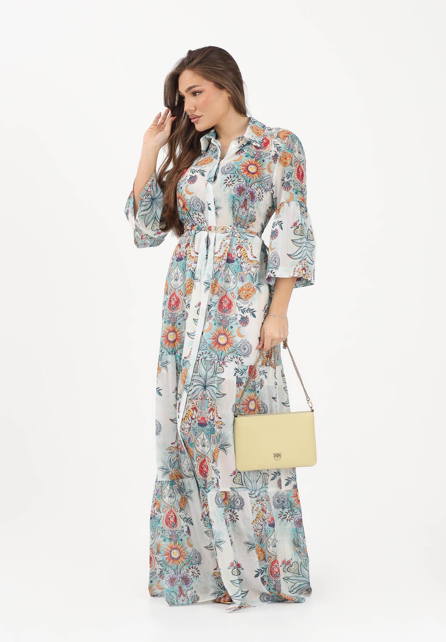 JUST CAVALLI Abito lungo azzurro da donna con fantasia 80PAO946NS780 217 JUST CAVALLI