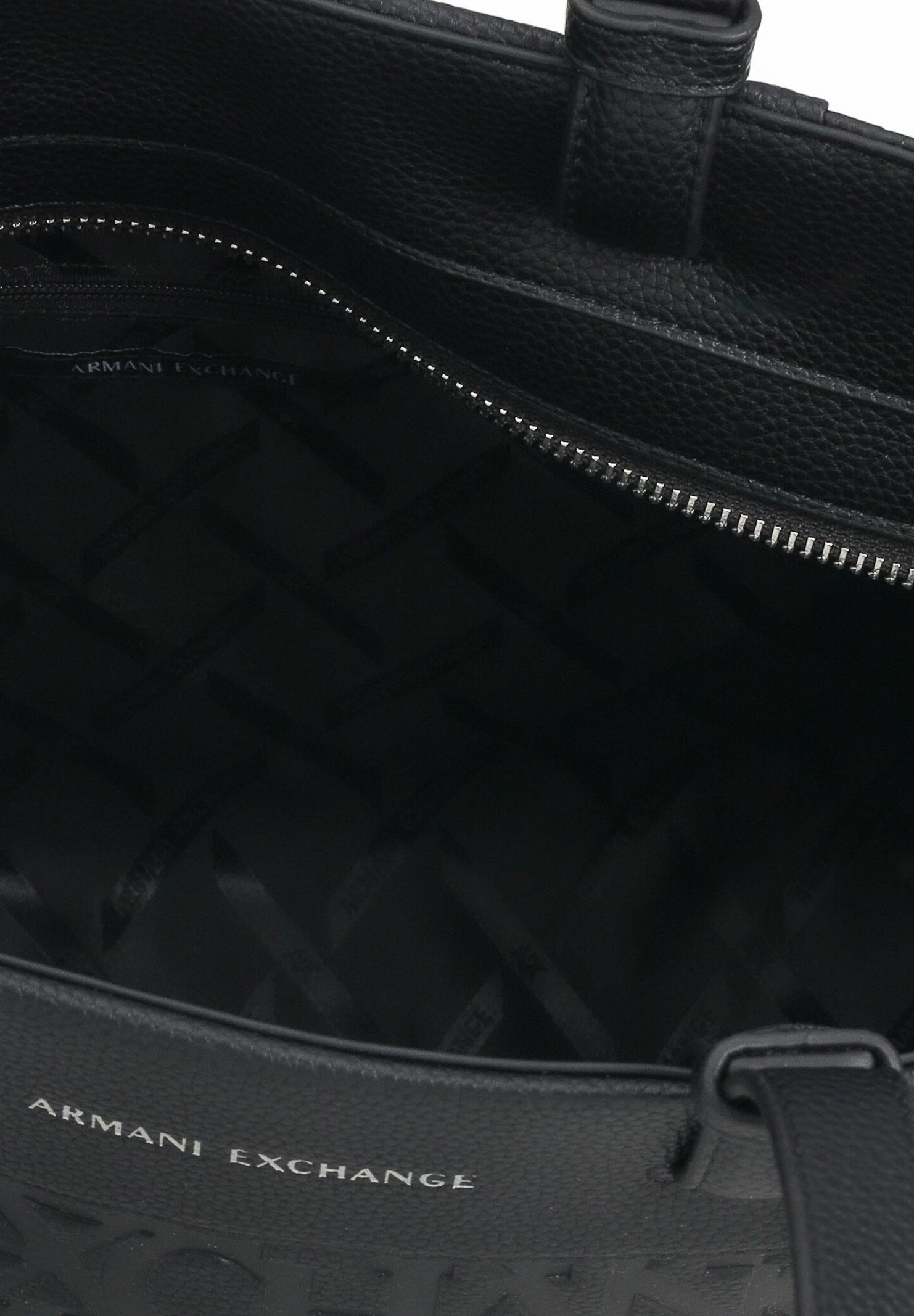 ARMANI EXCHANGE Shopper a spalla nera da donna con logo all-over XW001481AF15774 UC001 ARMANI EXCHANGE