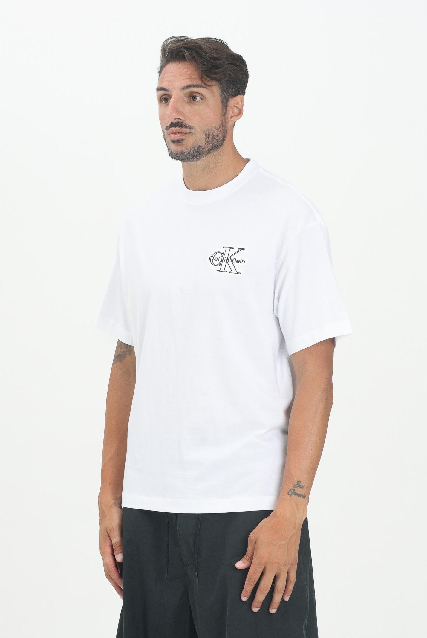 CALVIN KLEIN JEANS T-shirt a manica corta bianca da uomo con logo LV04RC856GYAA CALVIN KLEIN JEANS
