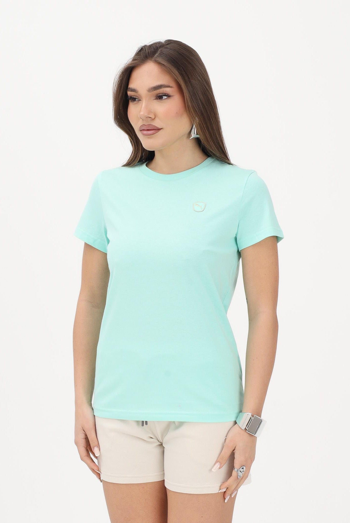 PUMA T-shirt a manica corta Essentials Elevated verde acqua da donna 691855 44 PUMA