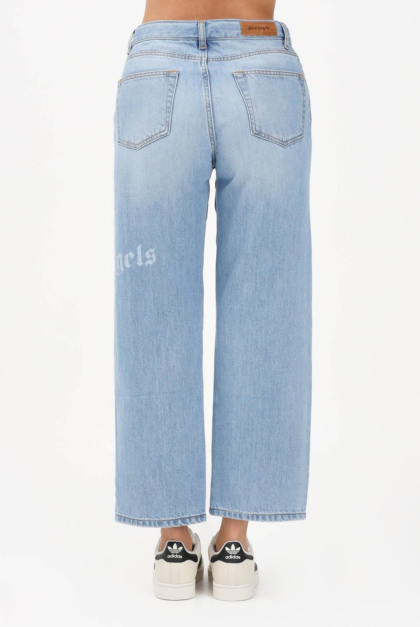 PALM ANGELS Jeans in denim azzurro chiaro per donna, ragazzi e bambini con logo PBYB009S26DEN001 050 PALM ANGELS