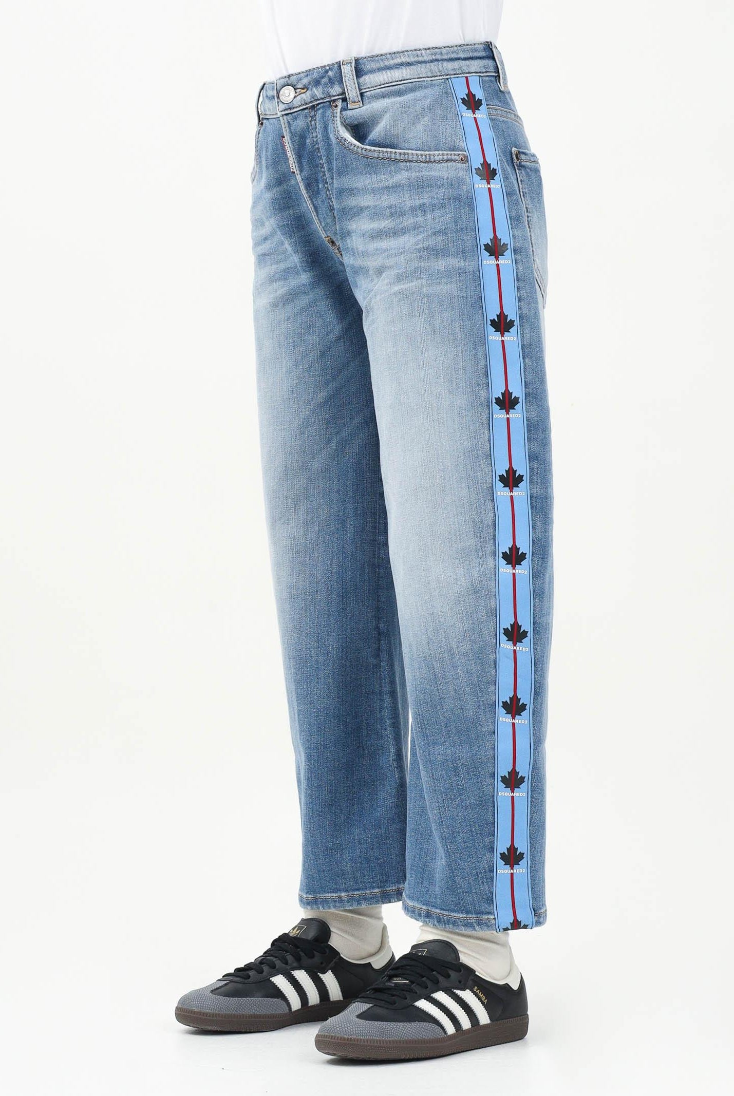 DSQUARED2 Jeans in denim per donna, ragazzi e bambini con bande logate DQ2820D0AC1 DQ01 DSQUARED2