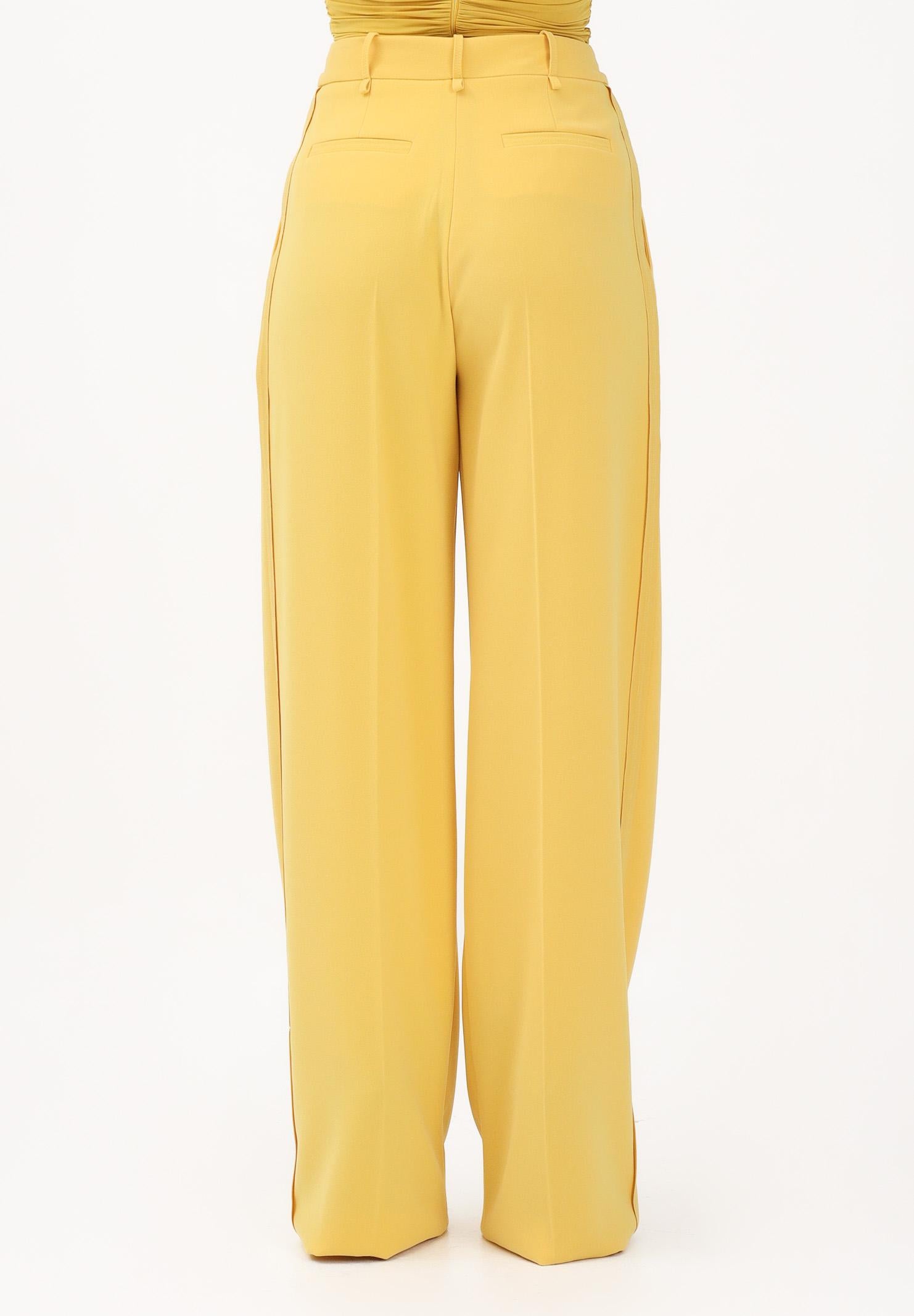 ELISABETTA FRANCHI Pantalone elegante giallo da donna con logo charm PA16761E2 EV4 ELISABETTA FRANCHI