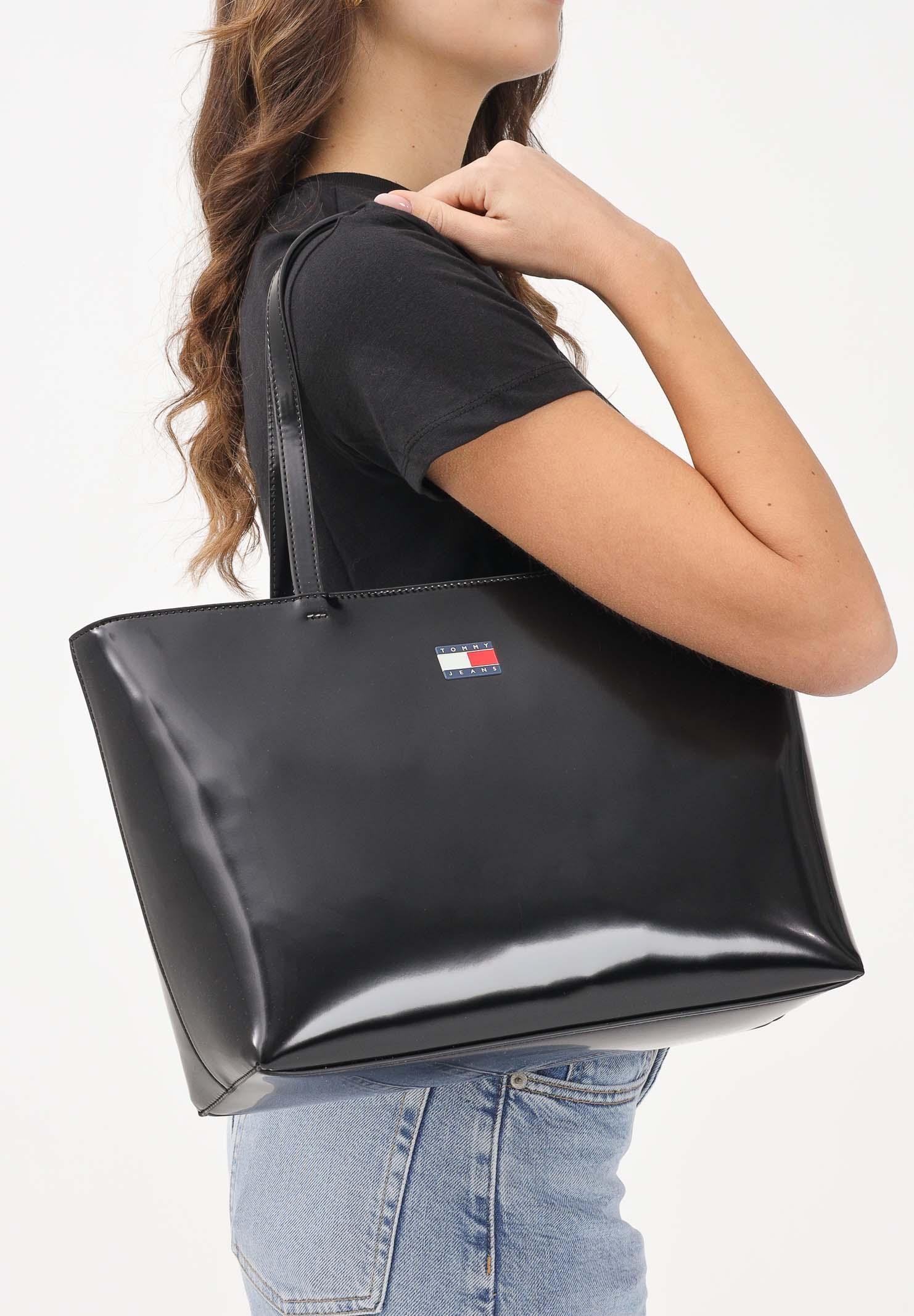 TOMMY JEANS Shopper nera da donna con logo AW0AW18069 BDS TOMMY JEANS