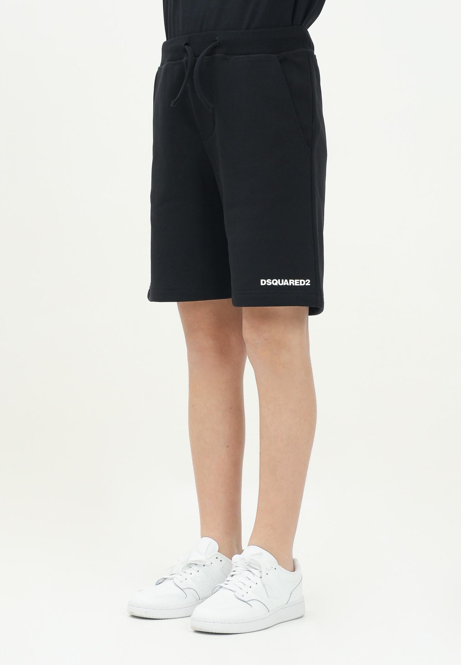 DSQUARED2 Shorts sportivo nero per donna, ragazzi e bambini con stampa logo DQ2738D0094 DQ900 DSQUARED2