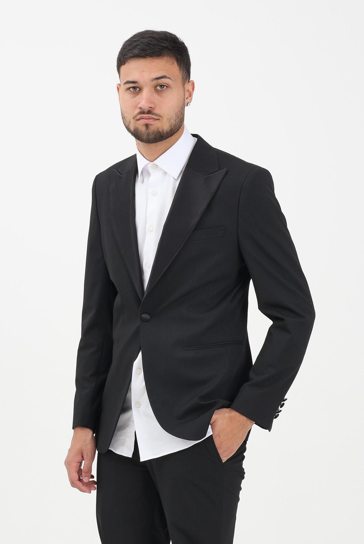 SELECTED HOMME Giacca nera da uomo con collo in raso 16091939 Black SELECTED HOMME