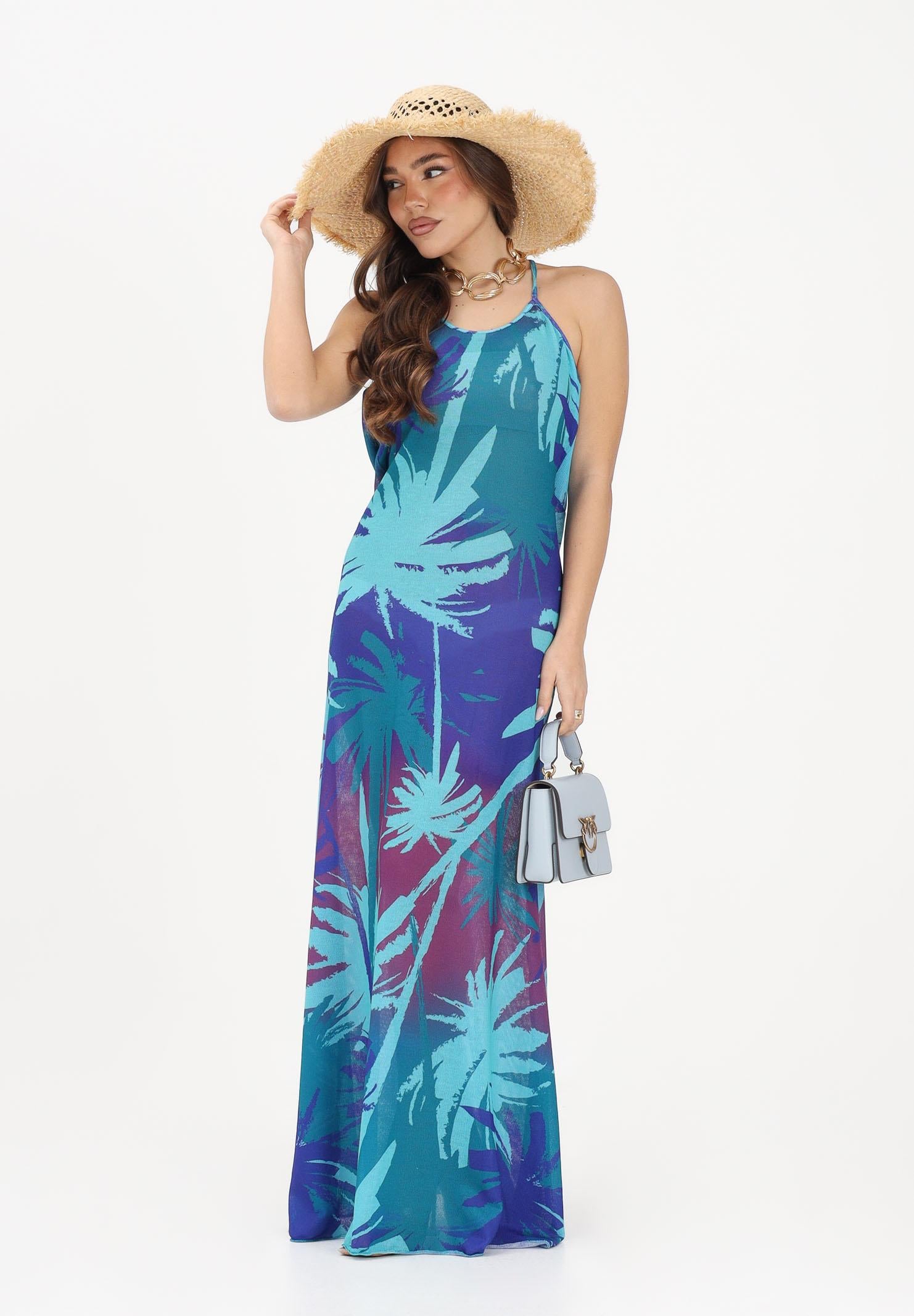 ME FUI Abito lungo multicolore da donna con stampa tropicale MF26-SW0837X45 . ME FUI