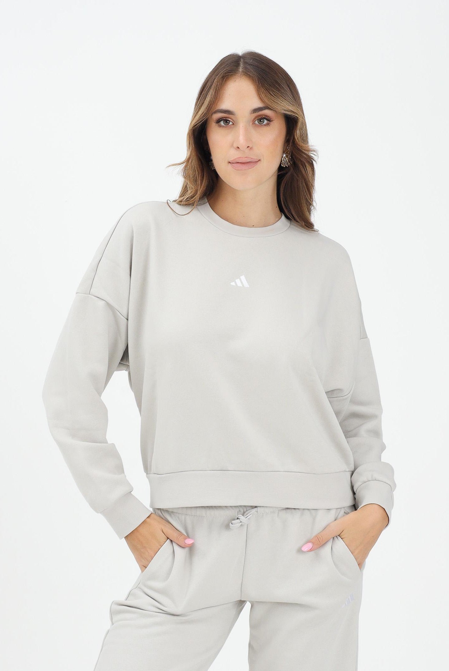 ADIDAS PERFORMANCE Felpa girocollo Essentials Small Logo Feel Cozy beige da donna JI6069 ADIDAS PERFORMANCE