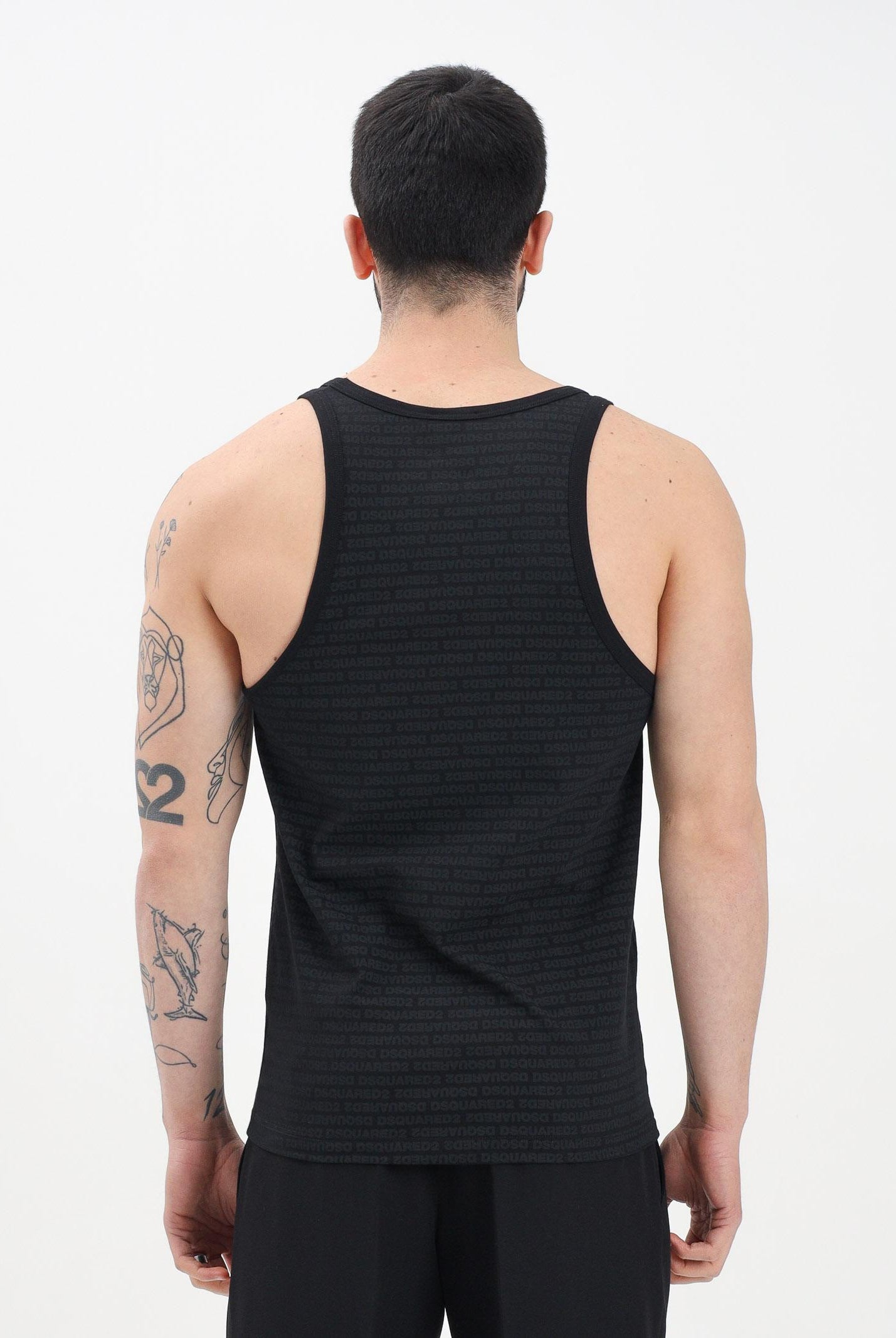 DSQUARED2 Canotta nera da uomo con logo all-over D9D095510 001 DSQUARED2