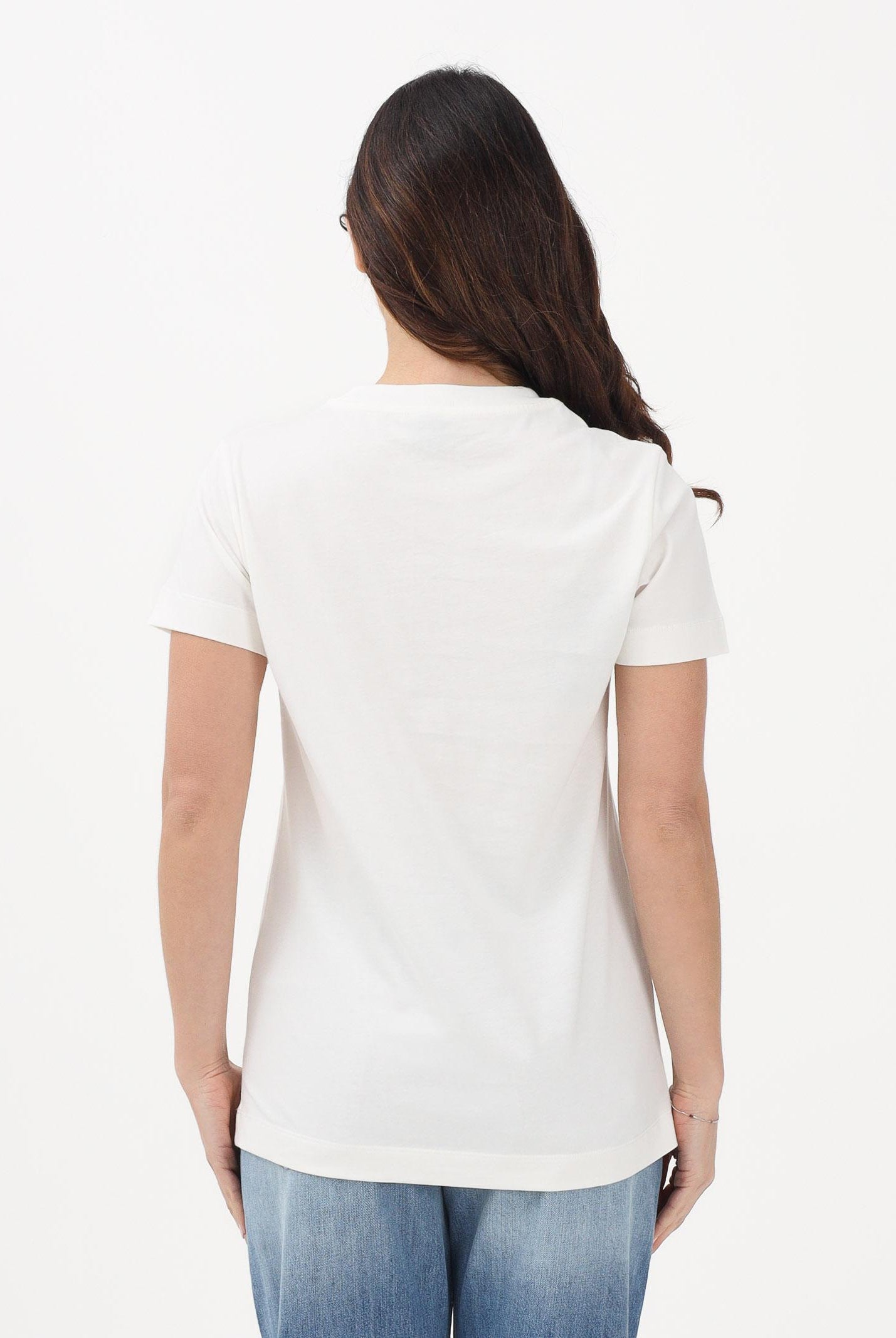 PINKO T-shirt a manica corta bianca da donna con ricamo logo 101752A339 Z05 PINKO
