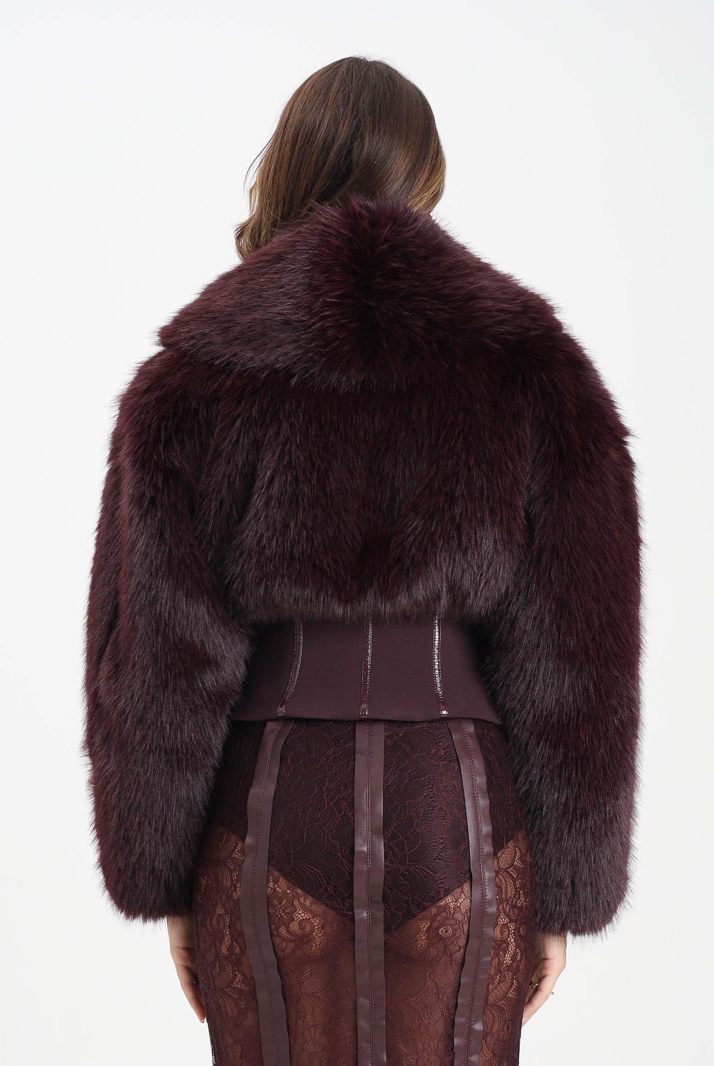 ELISABETTA FRANCHI Pelliccia bordeaux da donna con bustier GB05A57E2 EA4 ELISABETTA FRANCHI