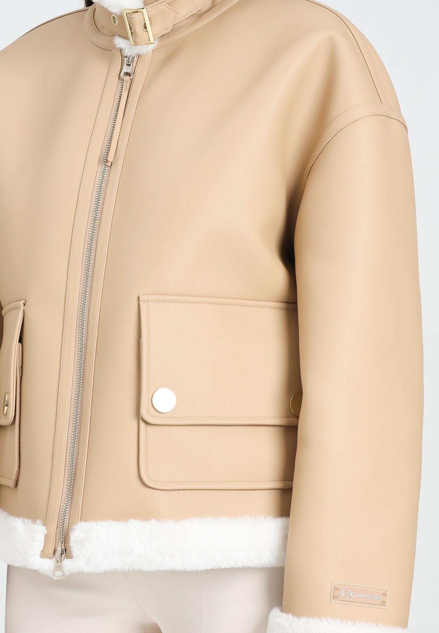ARMANI EXCHANGE Montone beige da donna con interno e profili in eco-pelliccia XW000713AF16389 U1051 ARMANI EXCHANGE