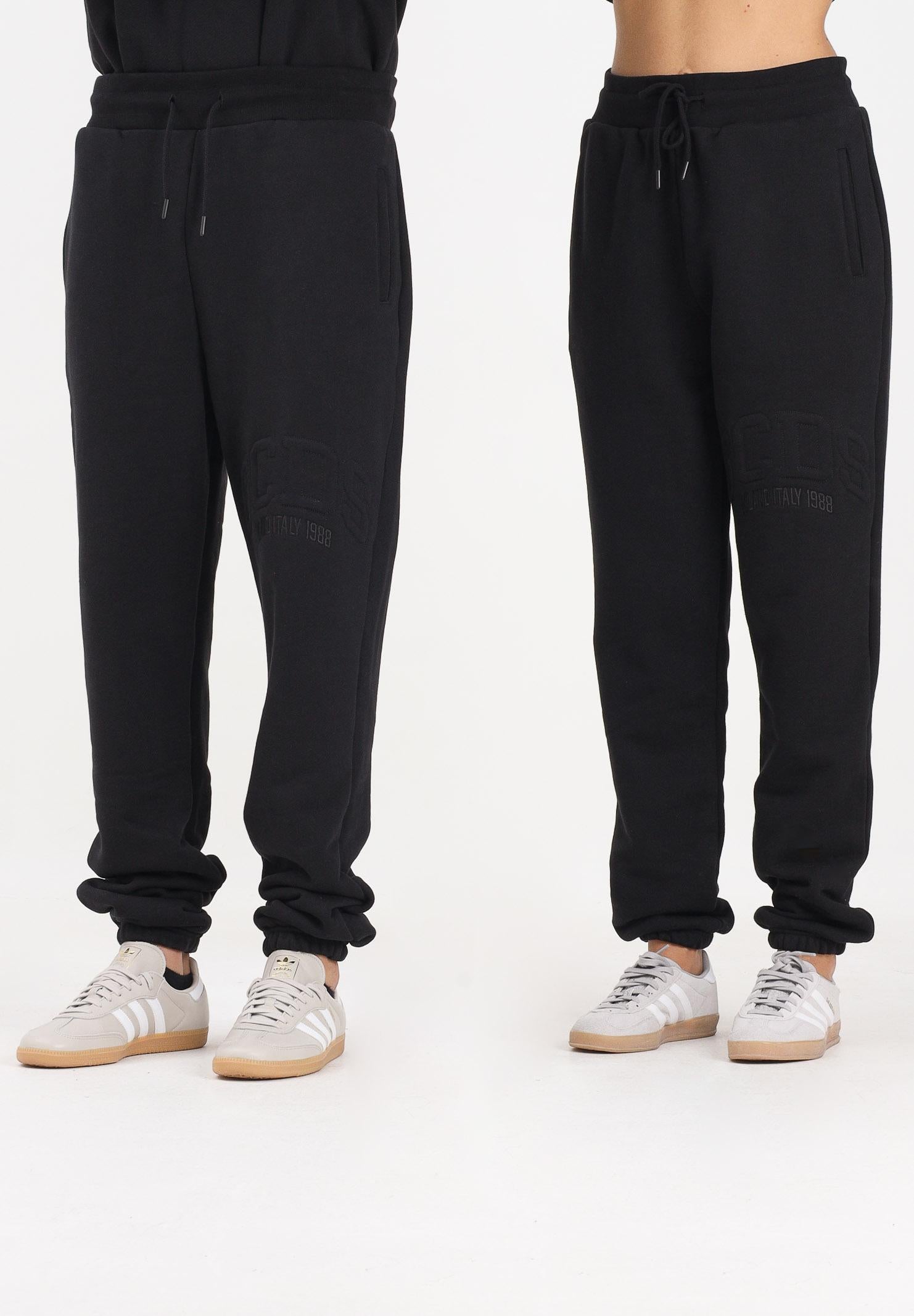 GCDS Pantalone sportivo nero per uomo e donna con logo impresso B2EM3006JD1 99 GCDS