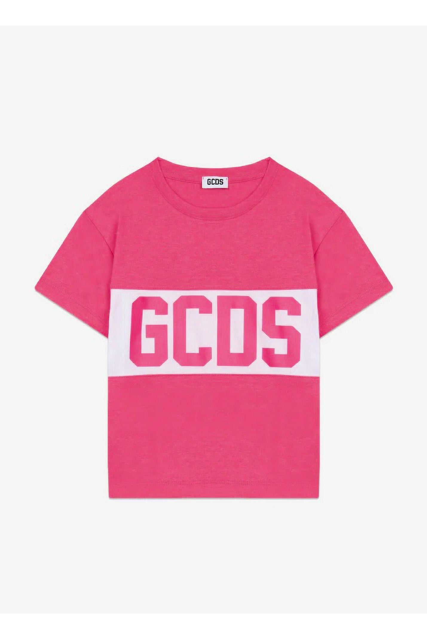 GCDS T-shirt a manica corta fucsia per bambino e bambina con stampa logo GCDS Z0UKQC585J105 566A GCDS