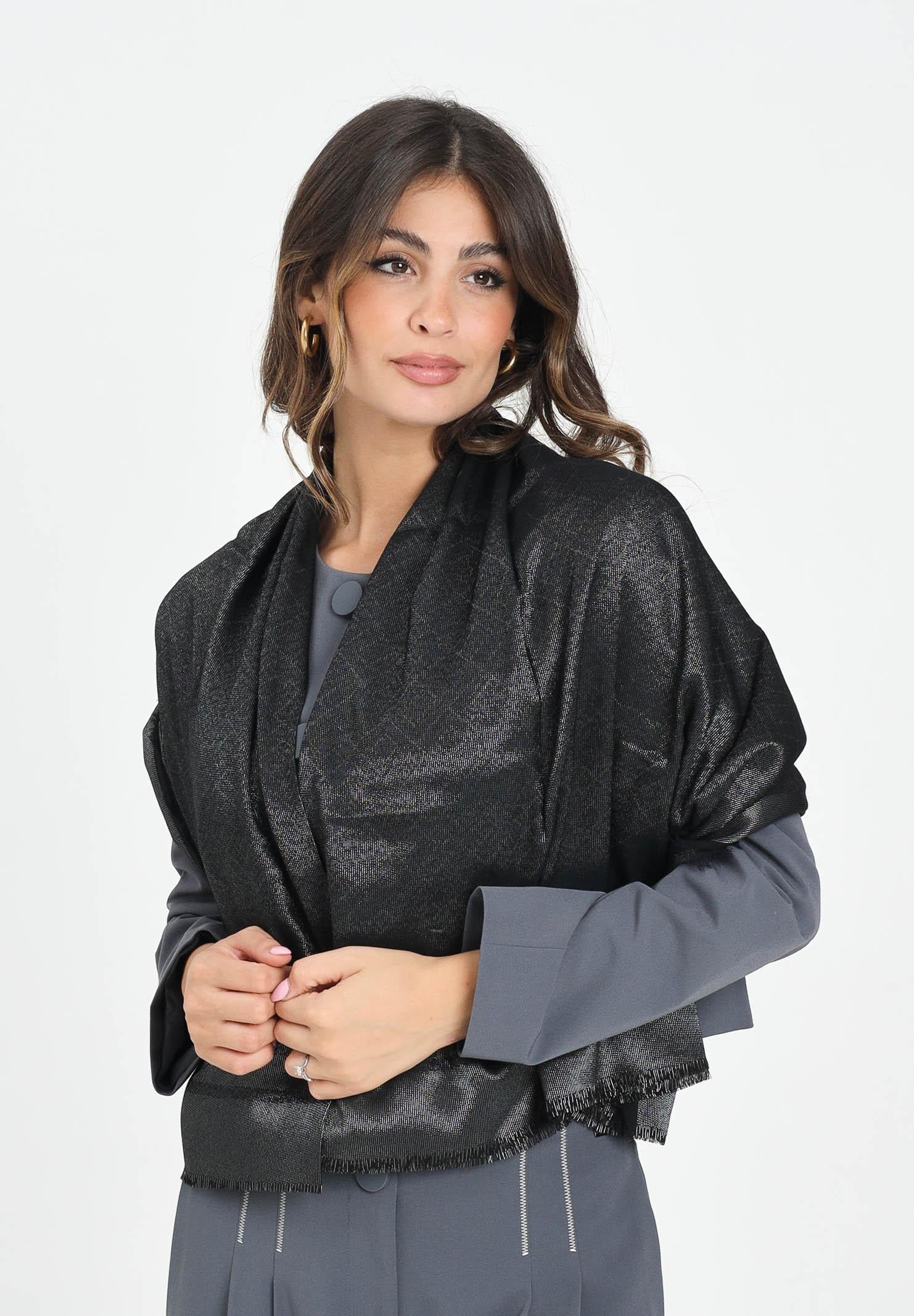 ELISABETTA FRANCHI Pashmina nera da donna con logo SC12F56E2 110 ELISABETTA FRANCHI