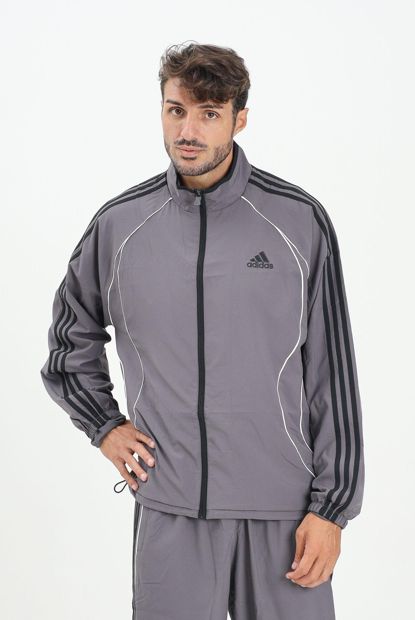 ADIDAS ORIGINALS Felpa con zip Teamgeist Adicolor grigia da uomo JW5865 . ADIDAS ORIGINALS