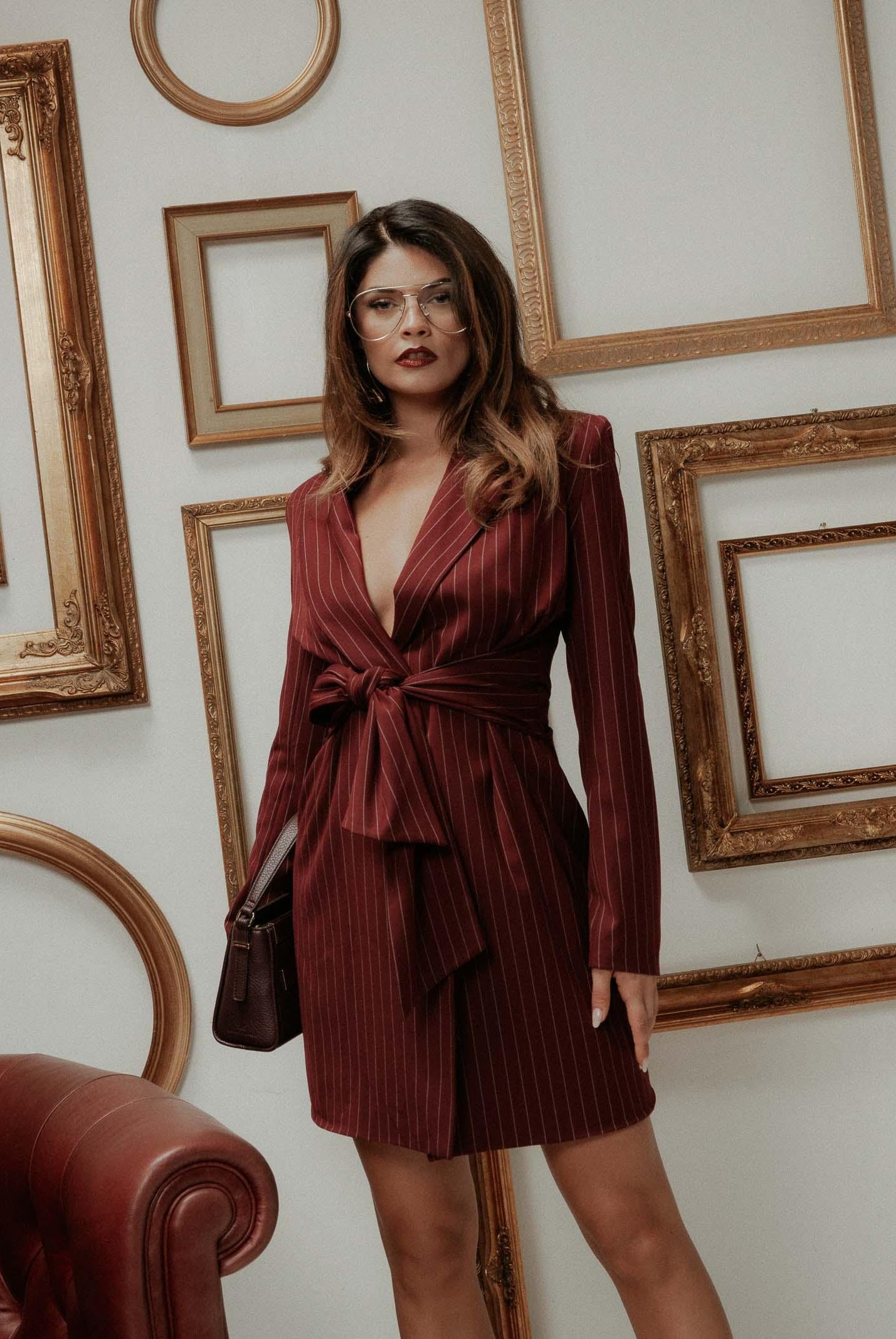 SANTAS Abito corto HÉROÏNE bordeaux da donna PV2604 BO SANTAS