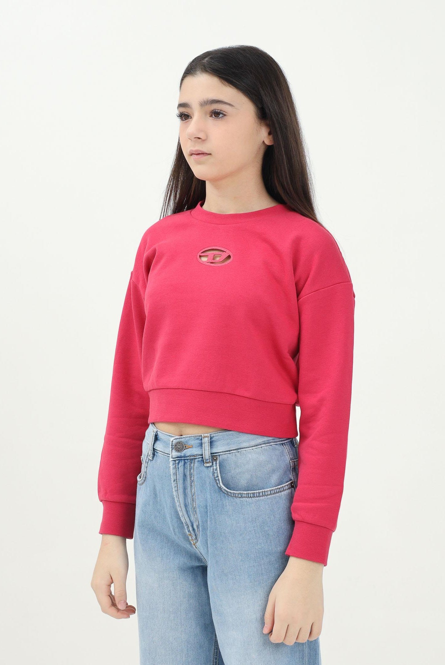 DIESEL Felpa girocollo Straslium rosso fragola per donna, ragazze e bambine J01826KYAX3 K362 DIESEL