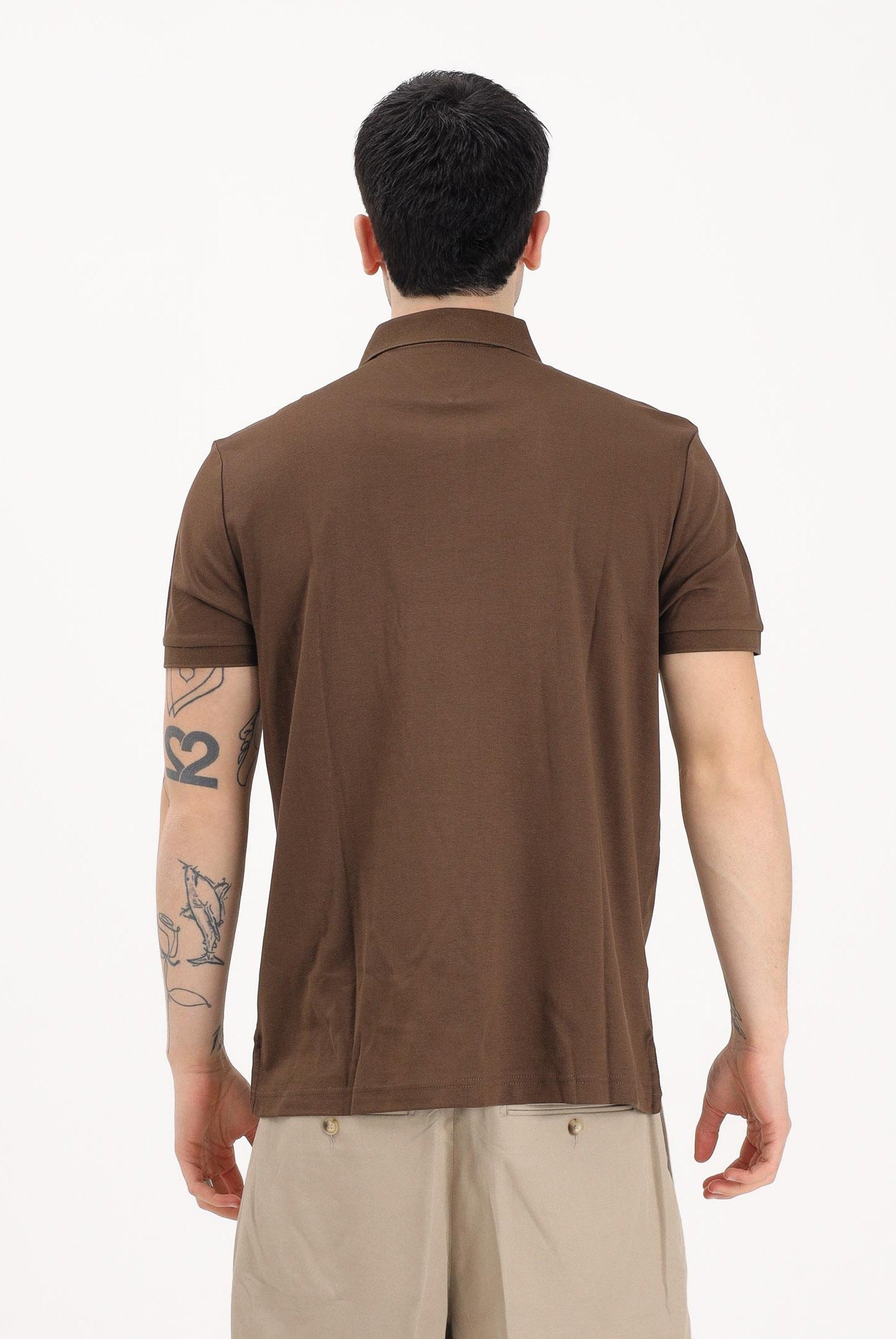TOMMY HILFIGER Polo a manica corta marrone da uomo con logo MW0MW39994 GV0 TOMMY HILFIGER