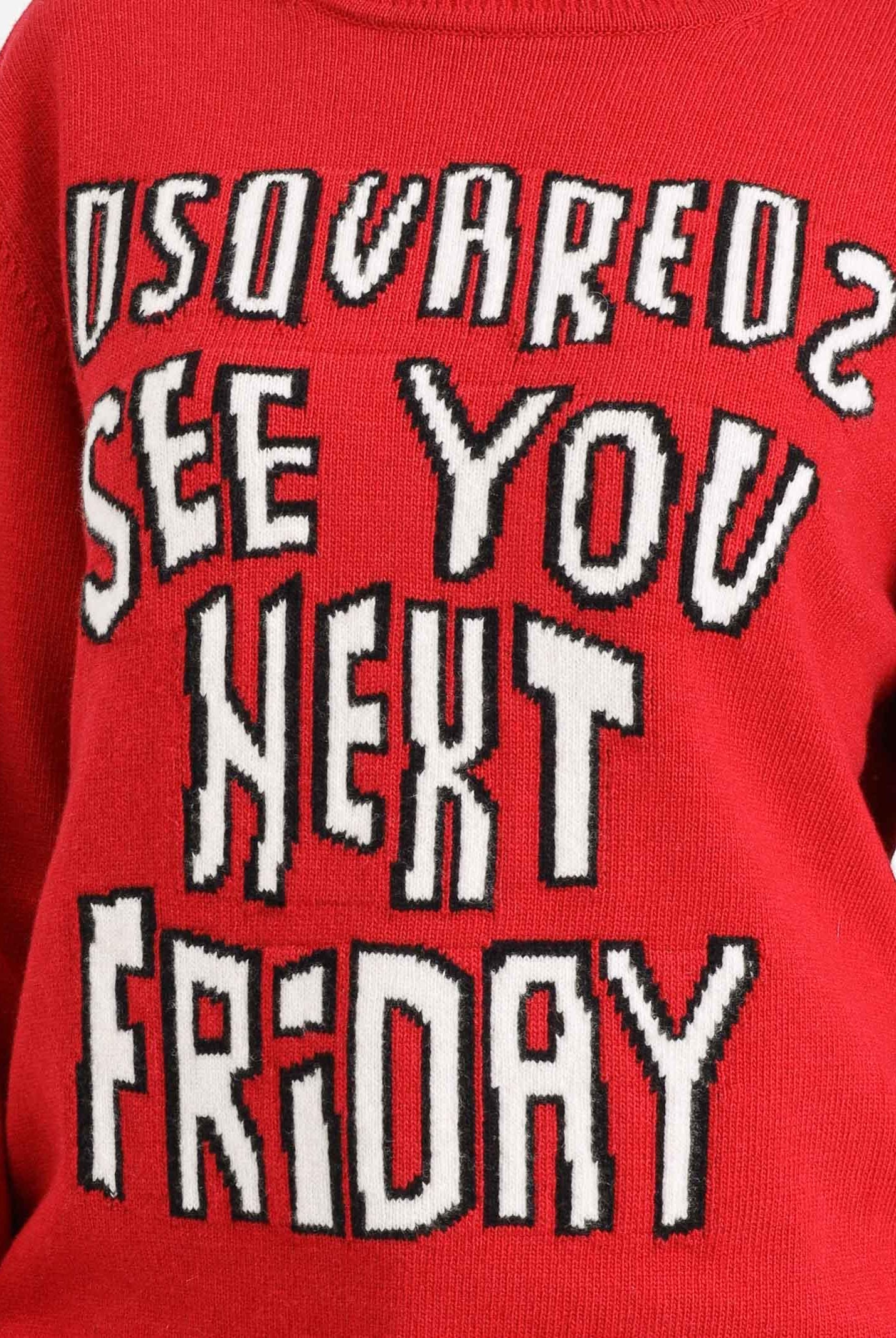 DSQUARED2 Maglioncino girocollo rosso per donna, ragazzi e bambini con lettering DQ3067D0AFE DQ423 DSQUARED2