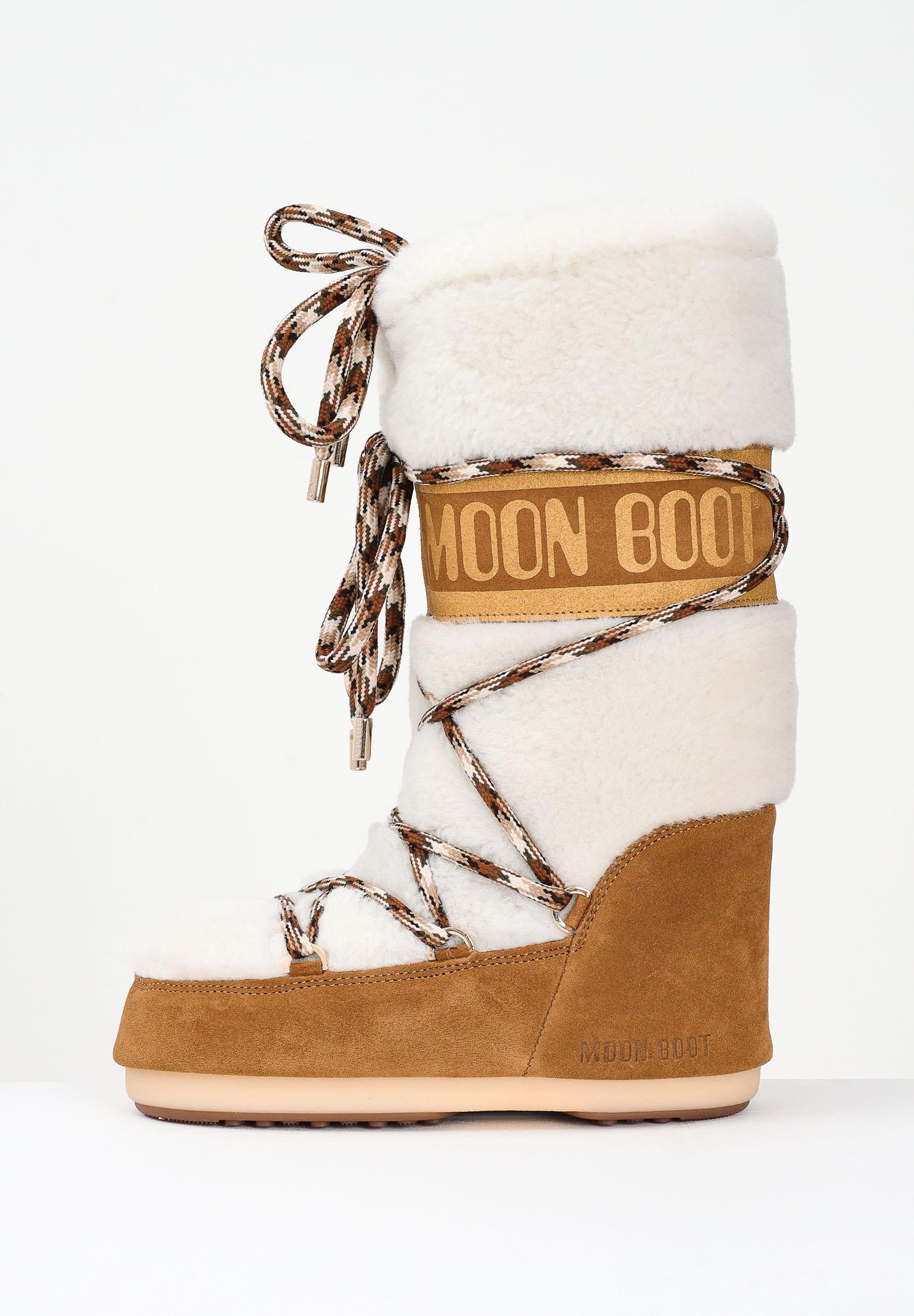 MOON BOOT Stivali da neve LAB69 ICON in shearling panna da donna 80D1402610 MA03 MOON BOOT