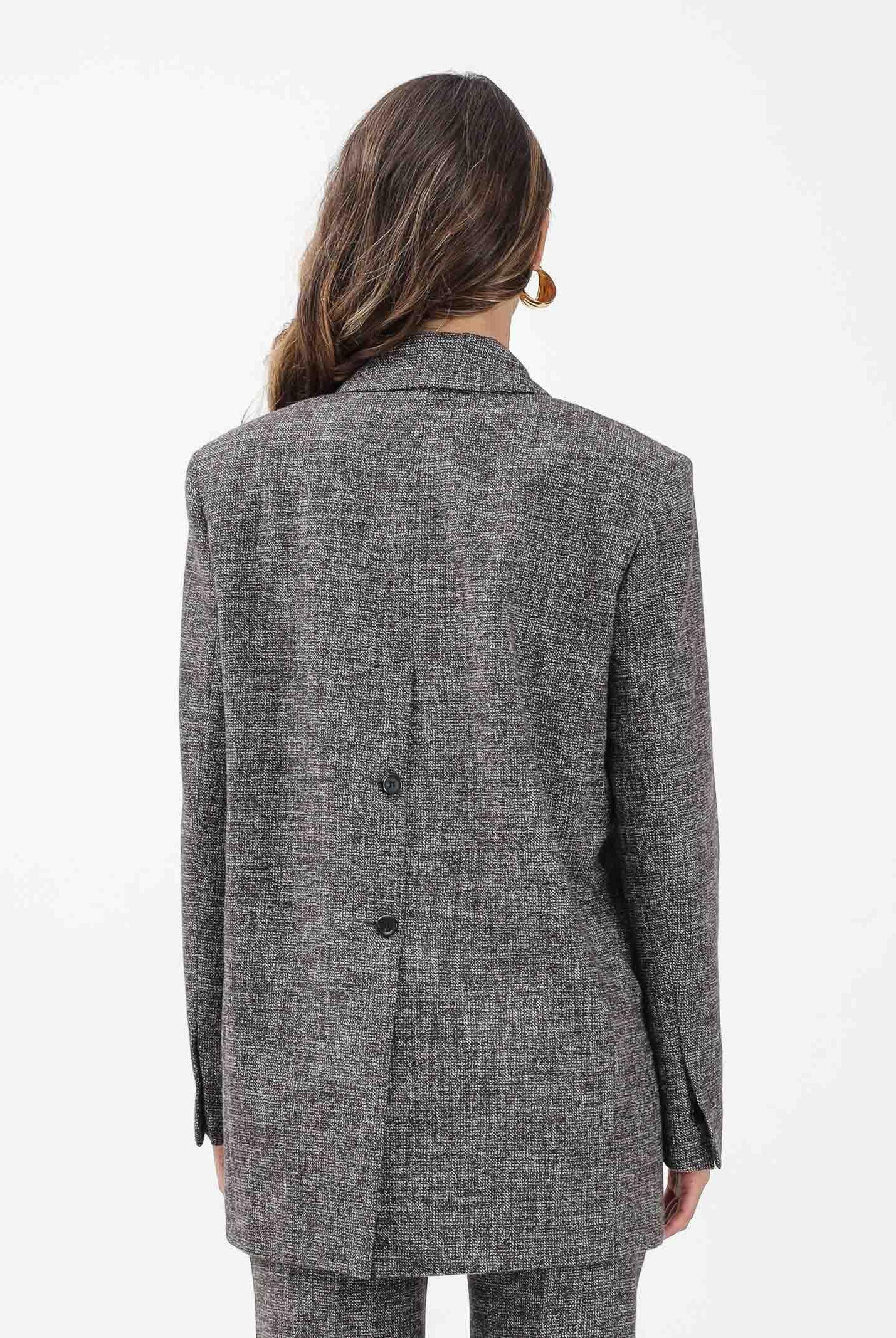 PINKO Giacca doppiopetto marrone da donna in flanella 105650A2SK ZM7 PINKO