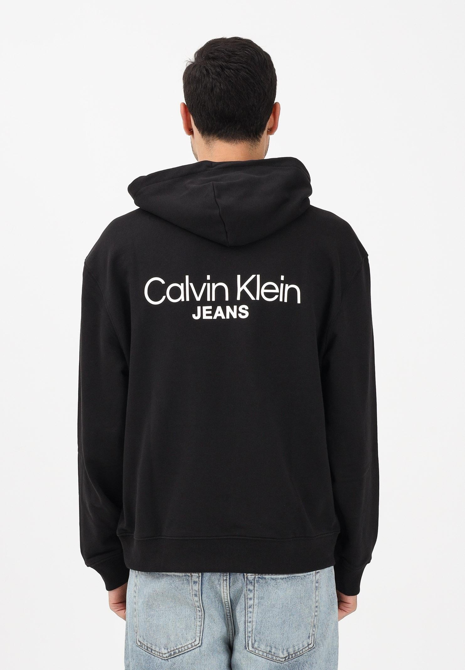 CALVIN KLEIN JEANS Felpa con cappuccio nera da uomo con stampa logo LV04RD002GUB1 . CALVIN KLEIN JEANS