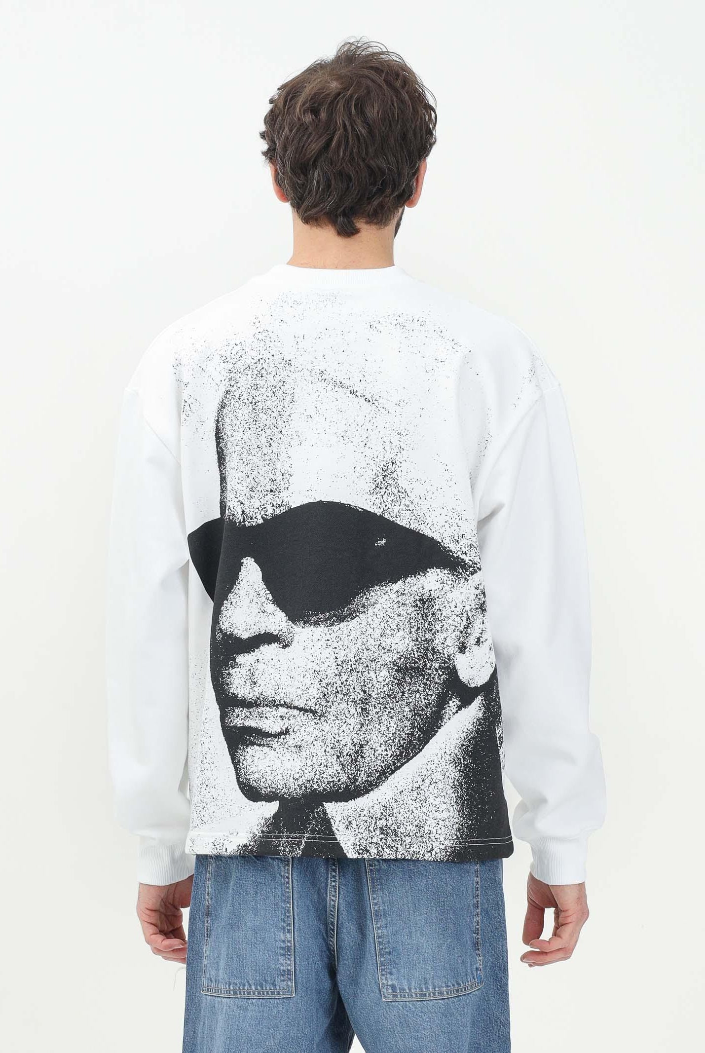 KARL LAGERFELD Felpa girocollo bianca da uomo con stampa Karl Lagerfeld KLA1M20070 100 KARL LAGERFELD