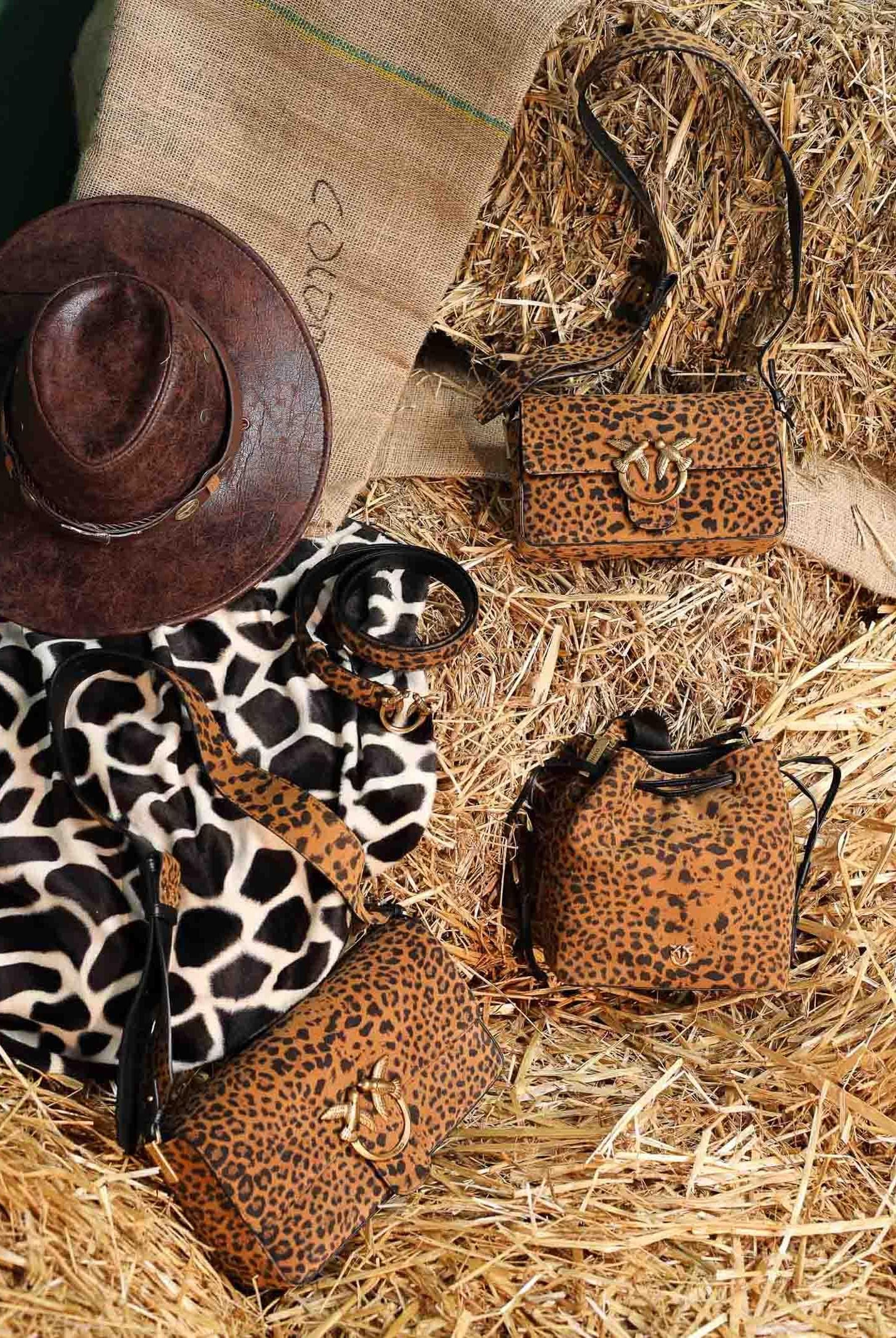 PINKO Cintura cammello da donna in Suede Leopardato 100143A32A M35Q PINKO