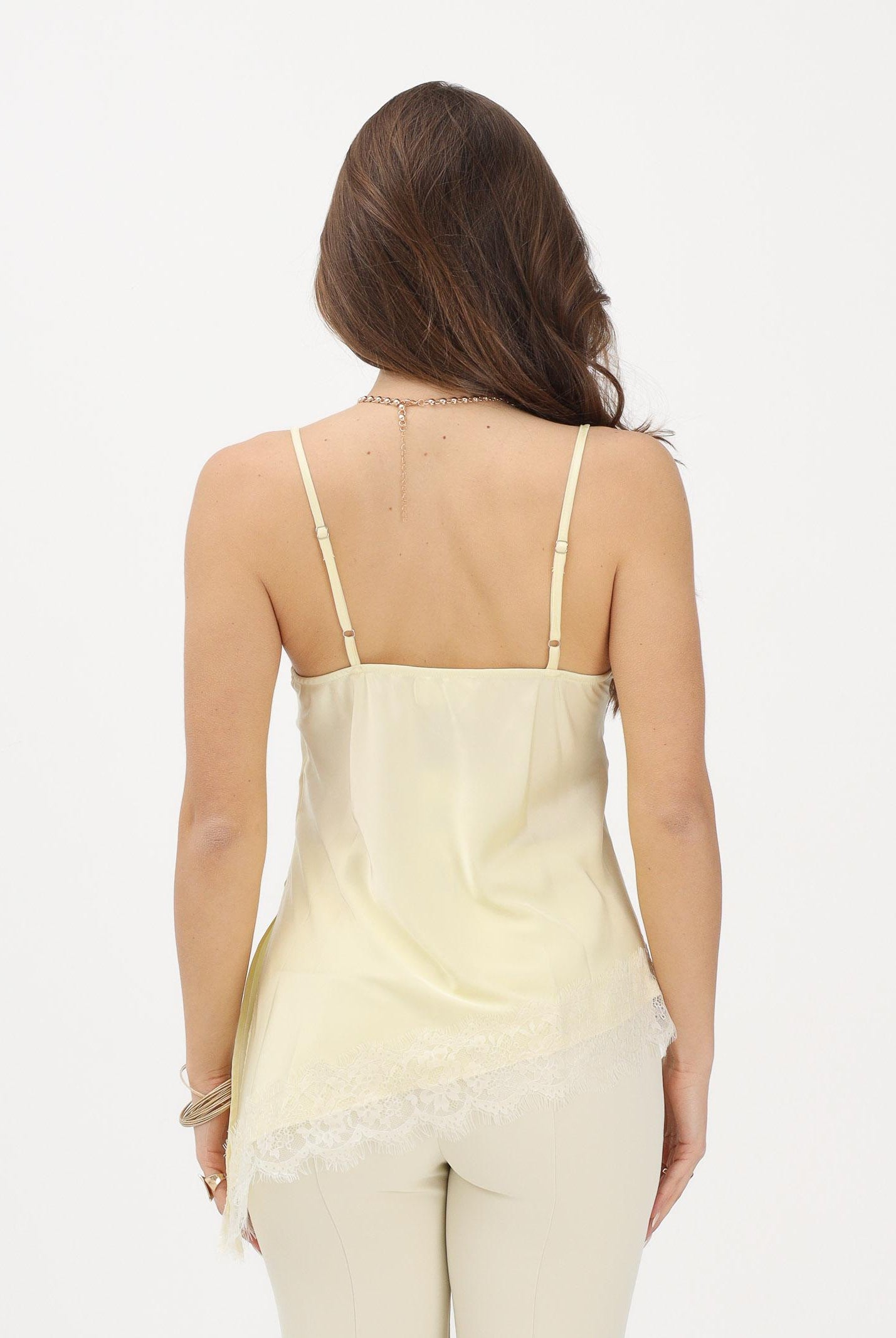 VICOLO Sottogiacca giallo da donna con pizzo e spacco TAB1703 GI VICOLO