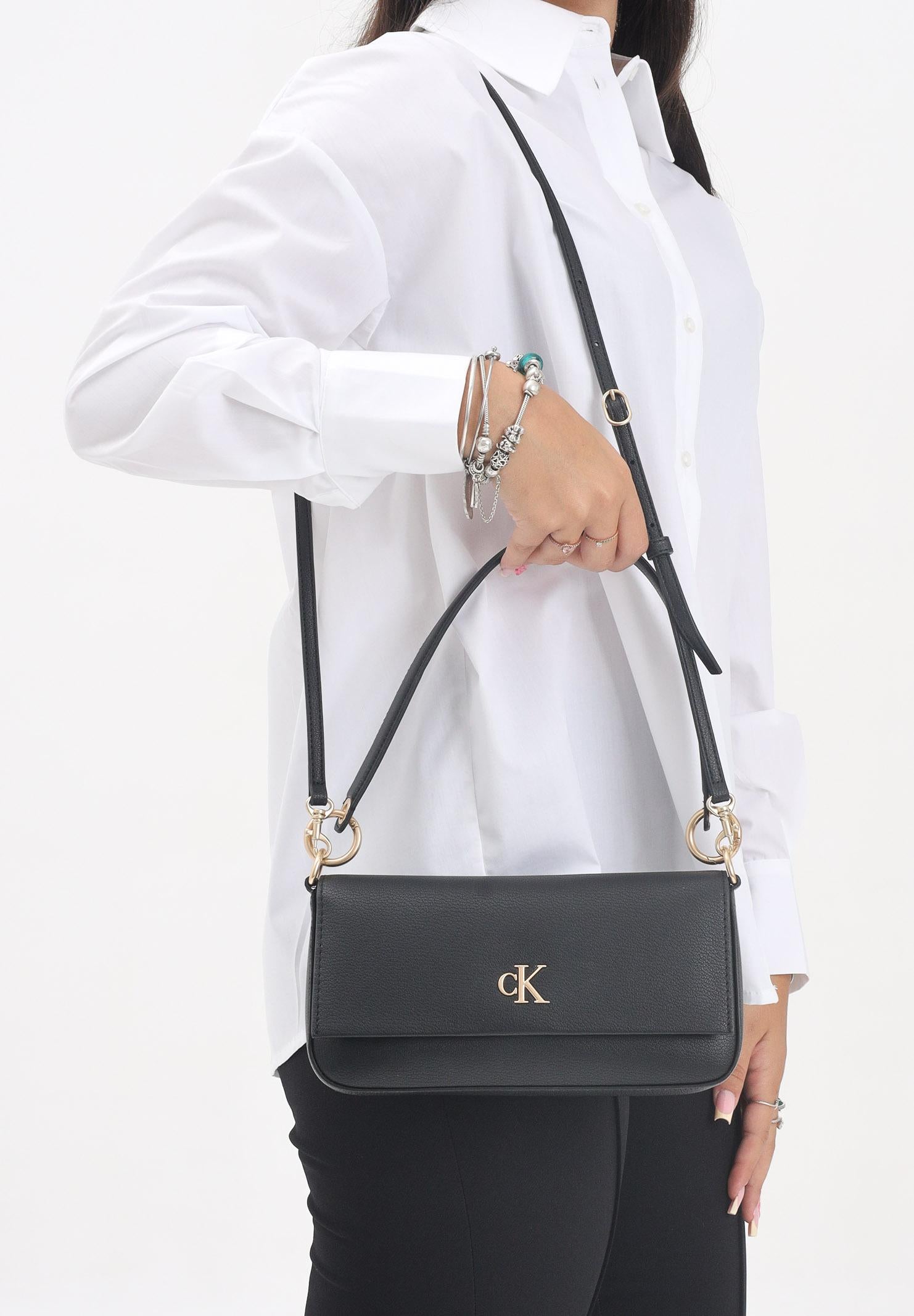 CALVIN KLEIN Borsa a spalla nera da donna con logo LV04K3161G UB1 CALVIN KLEIN