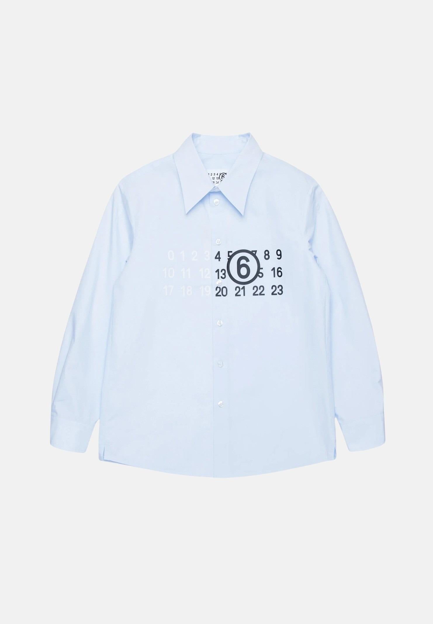 Camicia casual azzurra per donna e bambina con stampa Numbers M60659MM014 M6806 MAISON MARGIELA