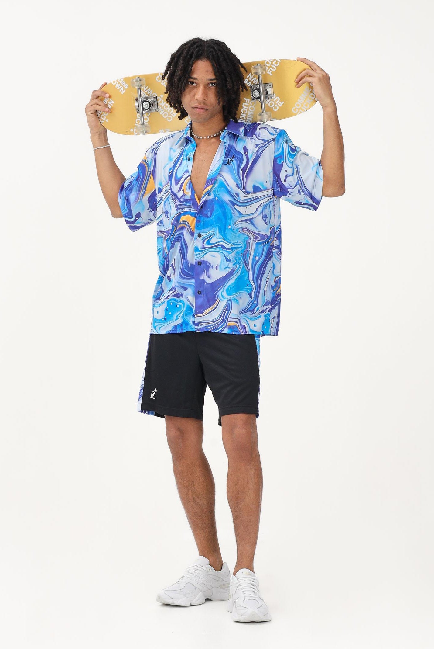 AUSTRALIAN Camicia a manica corta Marble azzurra da uomo SPUCM0001831 002 AUSTRALIAN