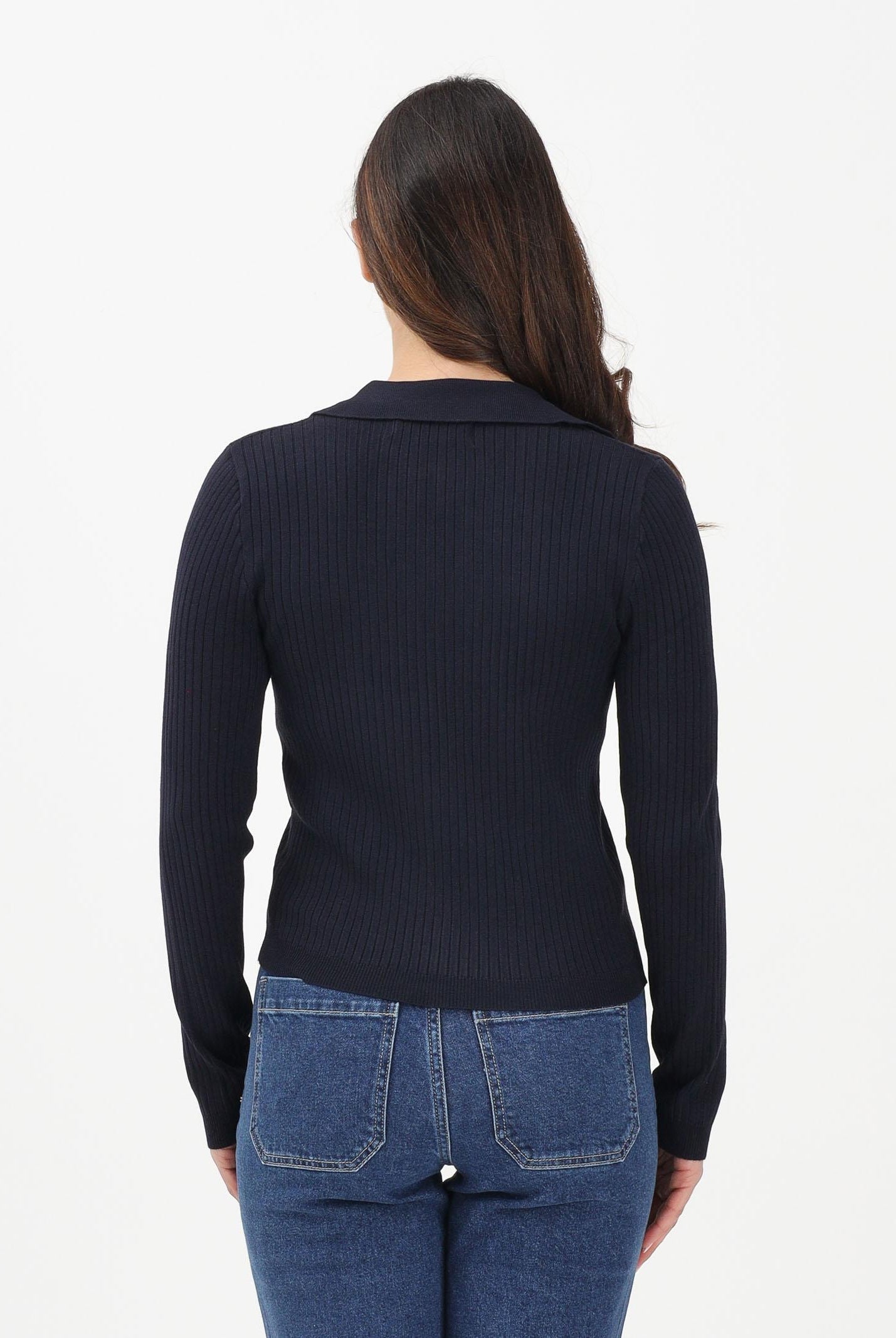 ONLY Maglioncino in tessuto a coste blu da donna stile polo 15344841 NISK ONLY