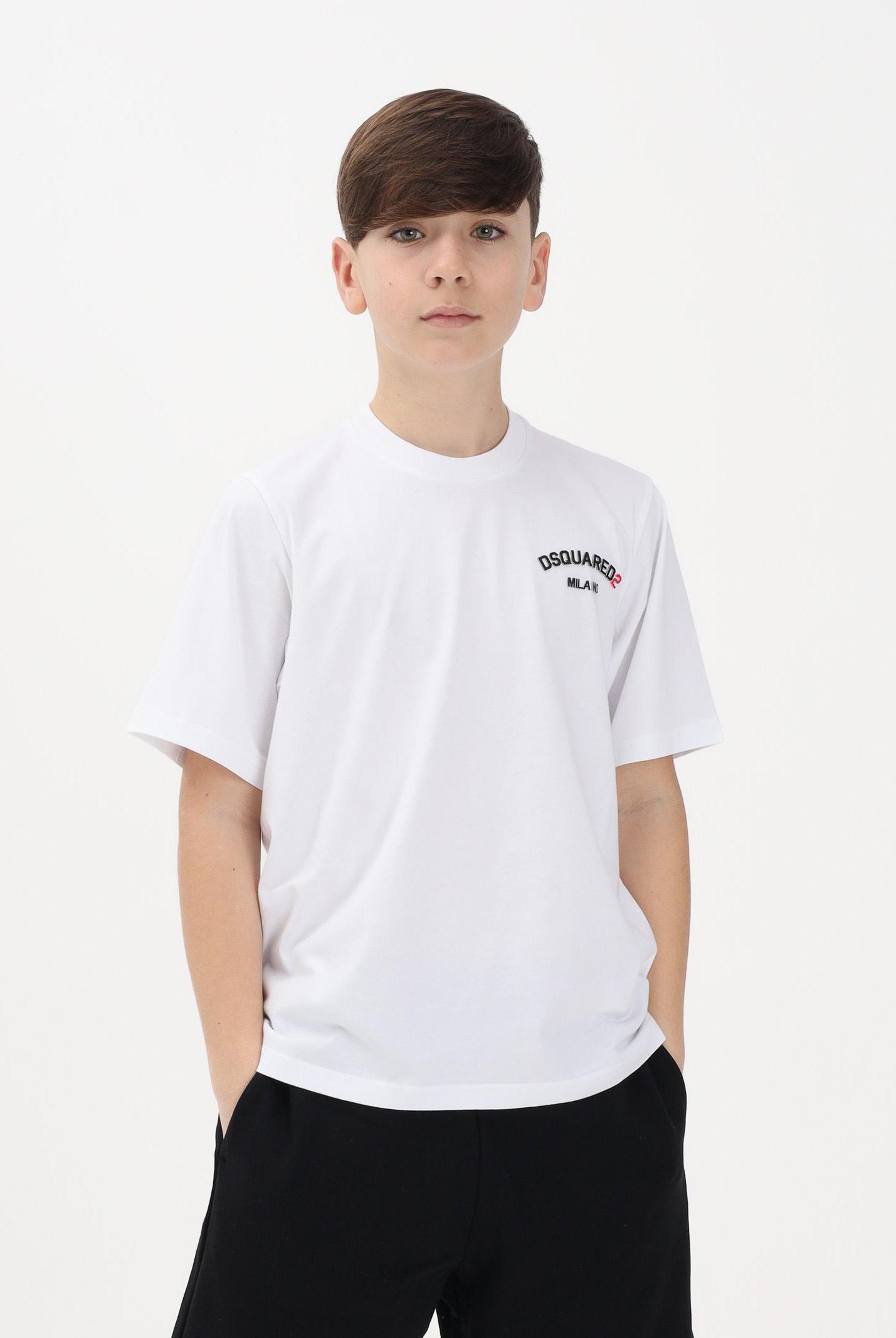 DSQUARED2 T-shirt a manica corta bianca per donna, ragazzi e bambini con logo DQ3169D0AAP DQ100 DSQUARED2
