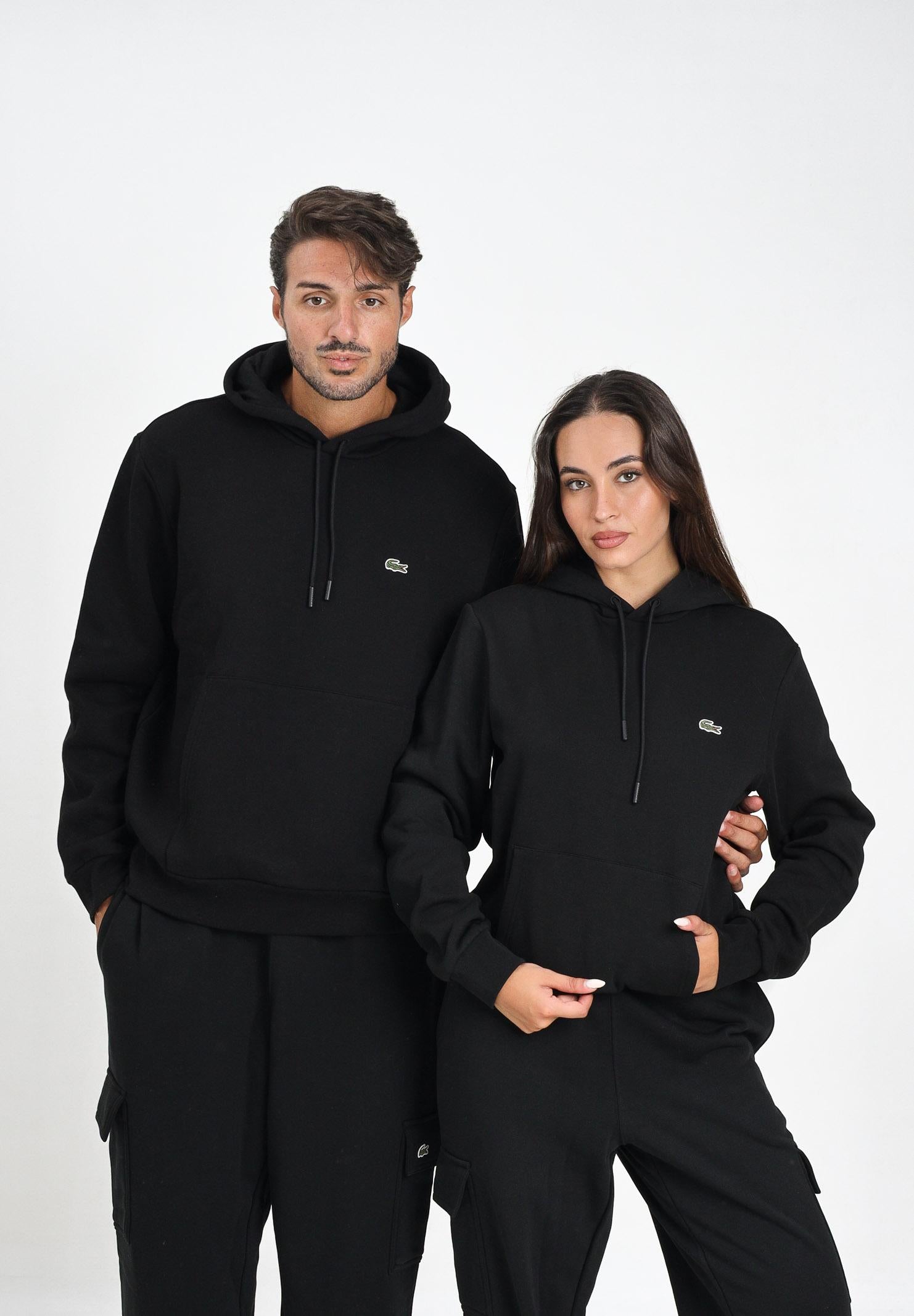 LACOSTE Felpa con cappuccio nera per uomo e donna SH9623 031 LACOSTE