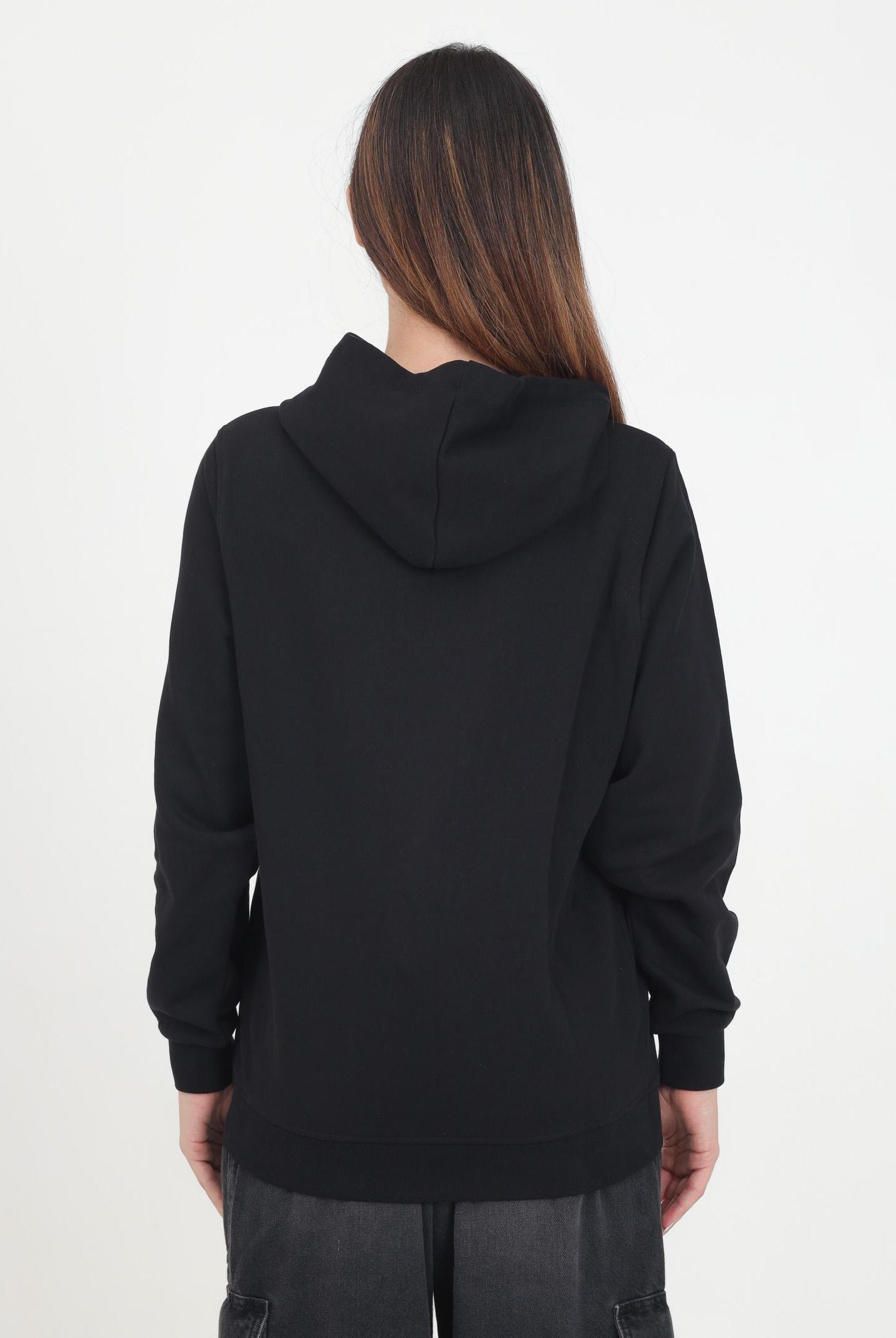 Felpa con cappuccio nera per donna e bambina con logo Oval D ricamato J02014KYAX3 K900 DIESEL