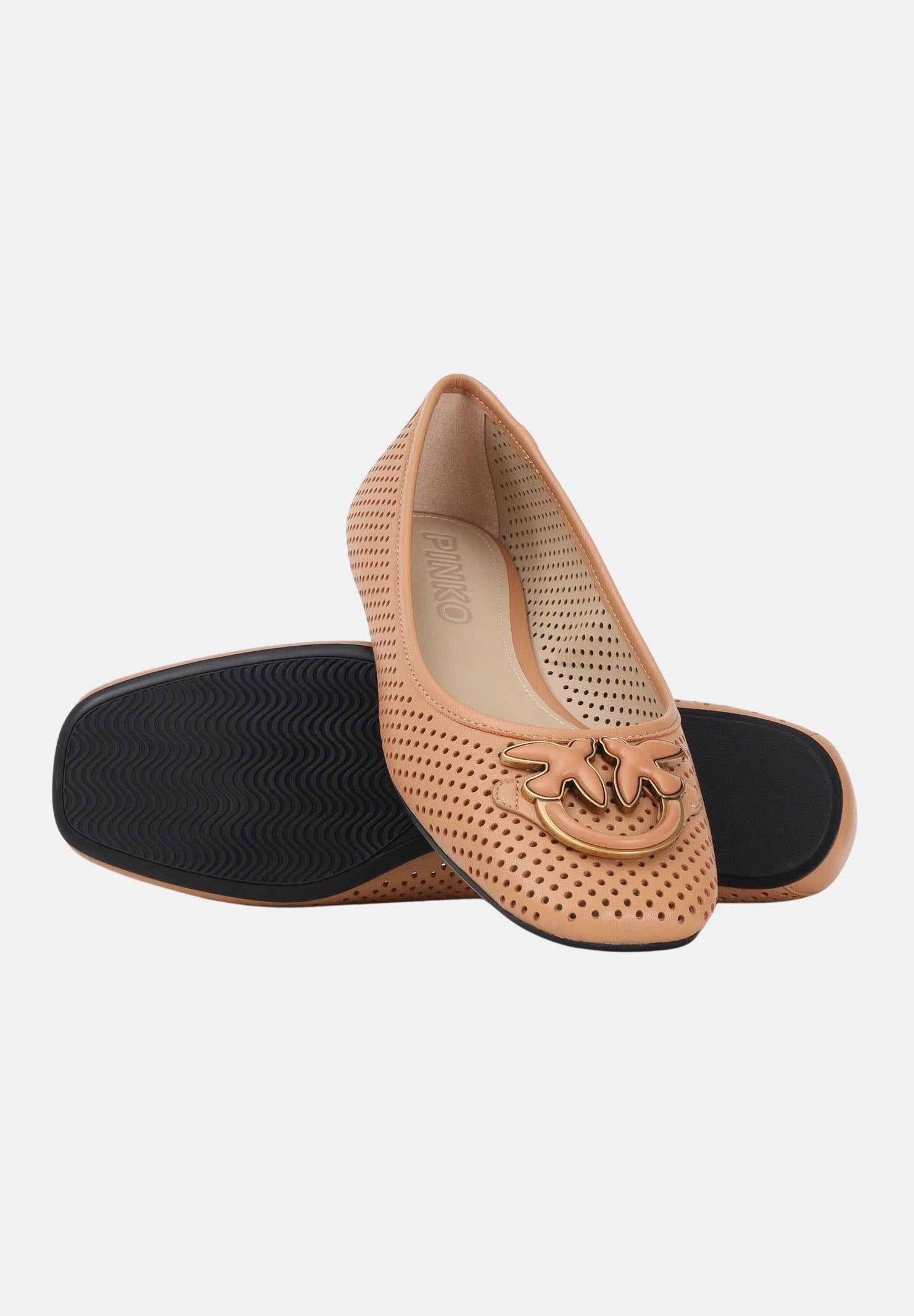 PINKO Ballerine traforate nude da donna con logo Love Birds SD0457P003Q61 Q61 PINKO