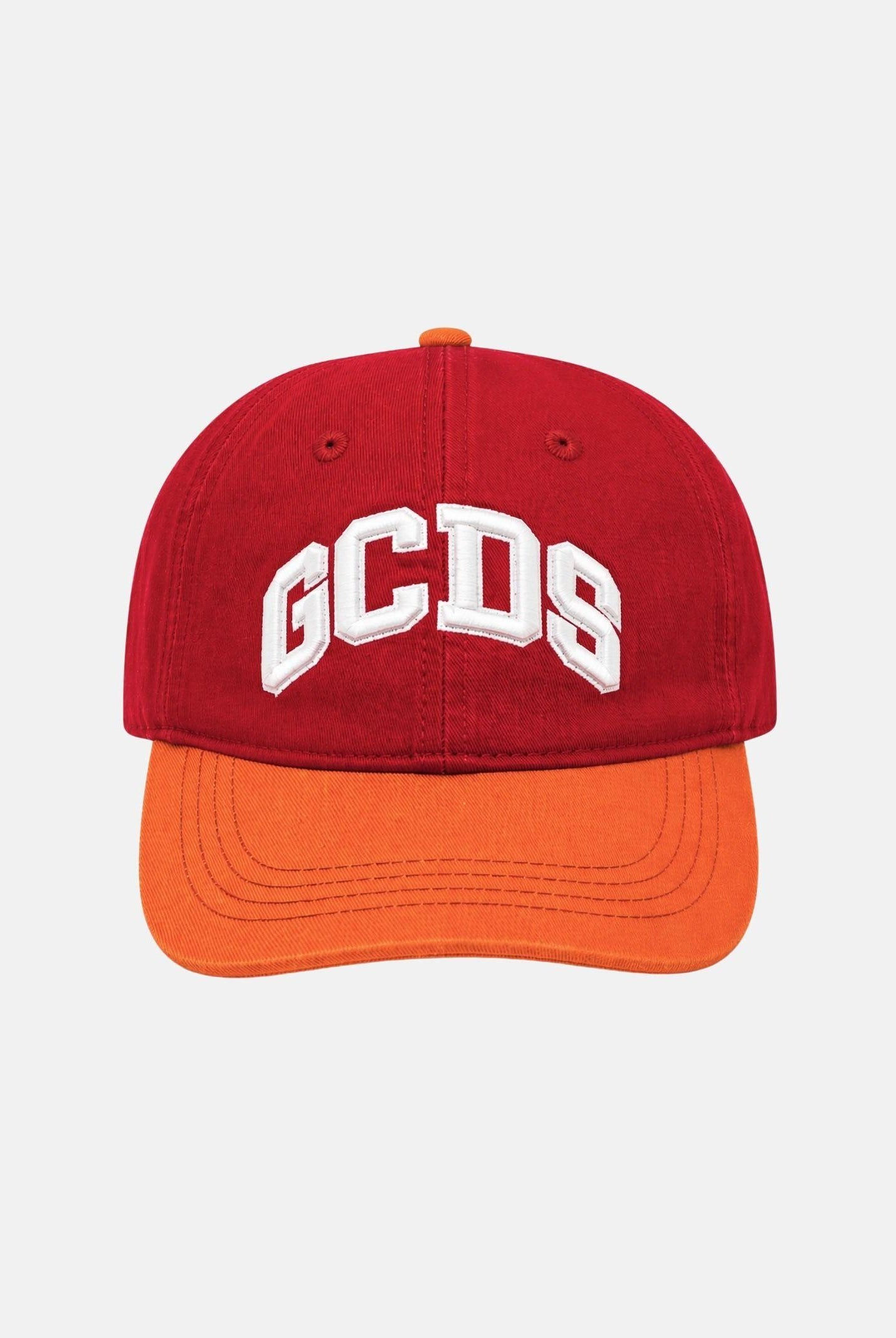 GCDS Cappello con visiera rosso e arancione per uomo e donna con logo C1UJQN712T800 436R GCDS