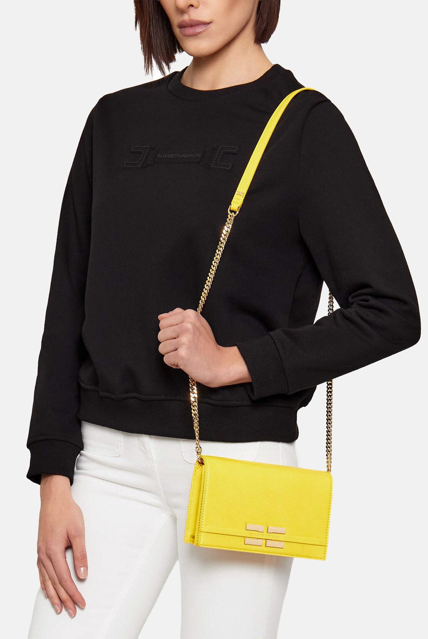 ELISABETTA FRANCHI Pochette gialla da donna con logo BS40A61E2 EV4 ELISABETTA FRANCHI
