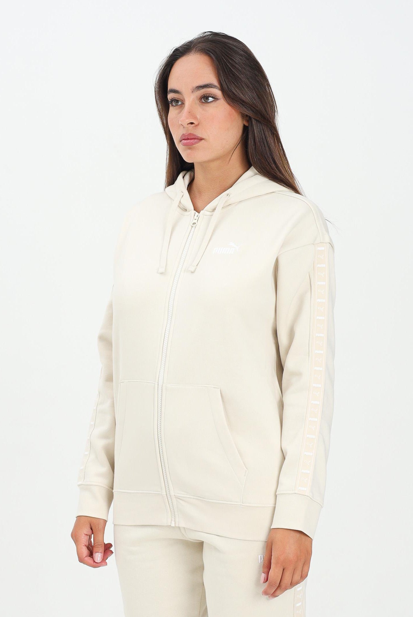 PUMA Felpa con zip Essentials Tape panna da donna 688097 87 PUMA